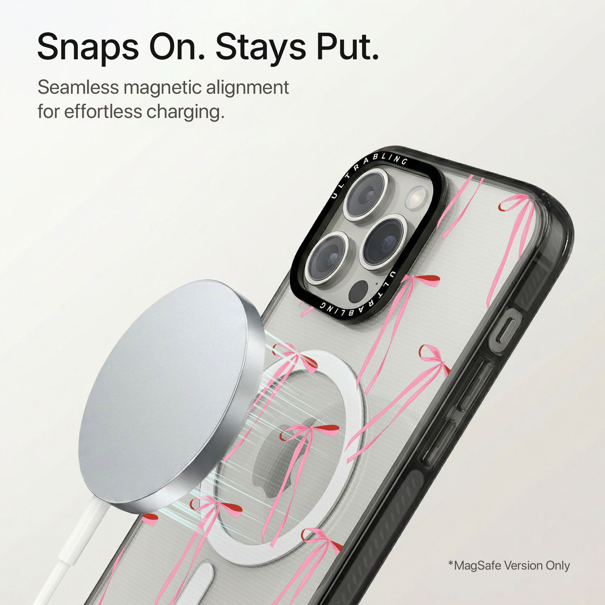 Ribbon Doodle Ultrabling Aura iPhone case flat lay angle view