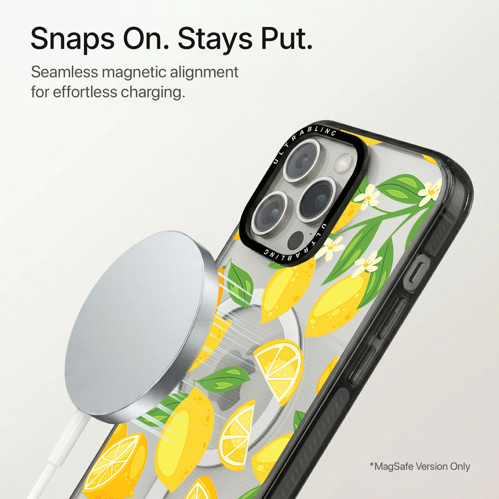 Limonata Ultrabling Aura iPhone case flat lay angle view