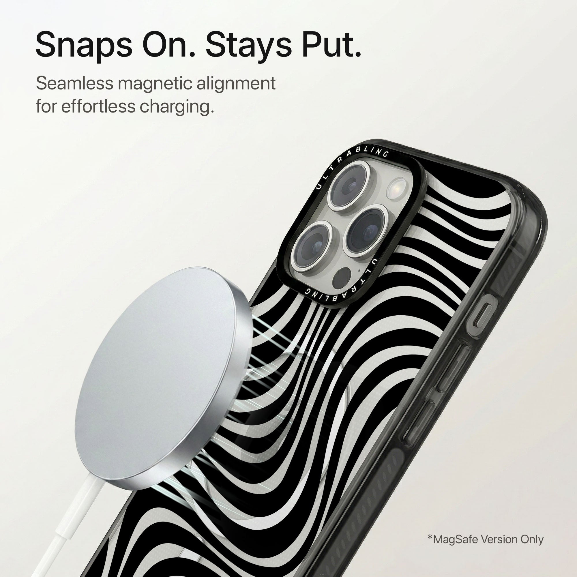 Hypnotic Ultrabling Aura iPhone case flat lay angle view