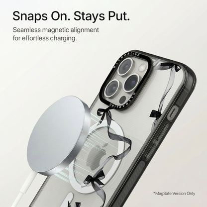 Noir Bow Ultrabling Aura iPhone case flat lay angle view