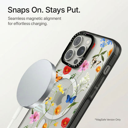 Butterfly Meadow Ultrabling Aura iPhone case flat lay angle view