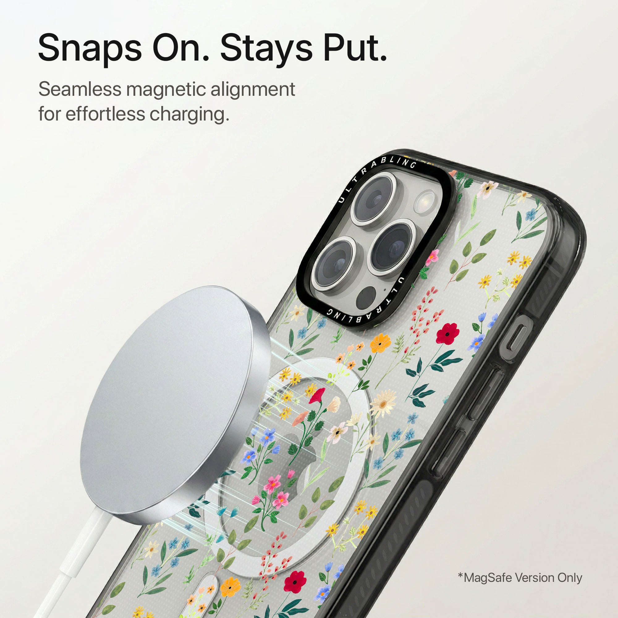 Petite Garden Ultrabling Aura iPhone case flat lay angle view