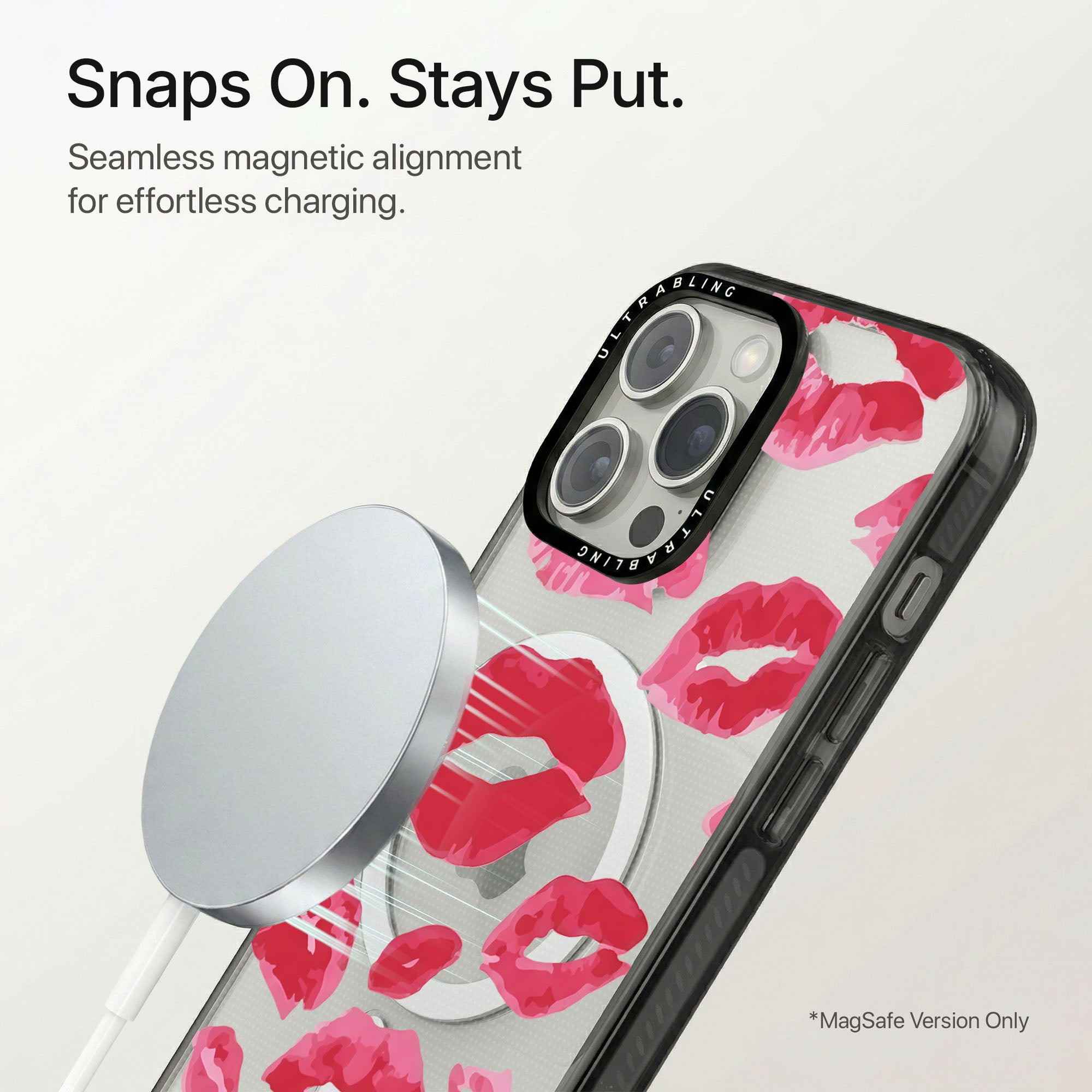 Lip Lock Ultrabling Aura iPhone case flat lay angle view