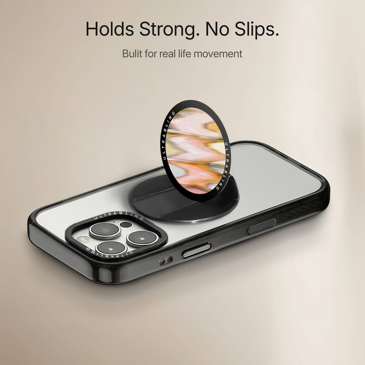 Peach Ripple - MagSafe Phone Grip by Ultrabling, Phone Grip, angle view
