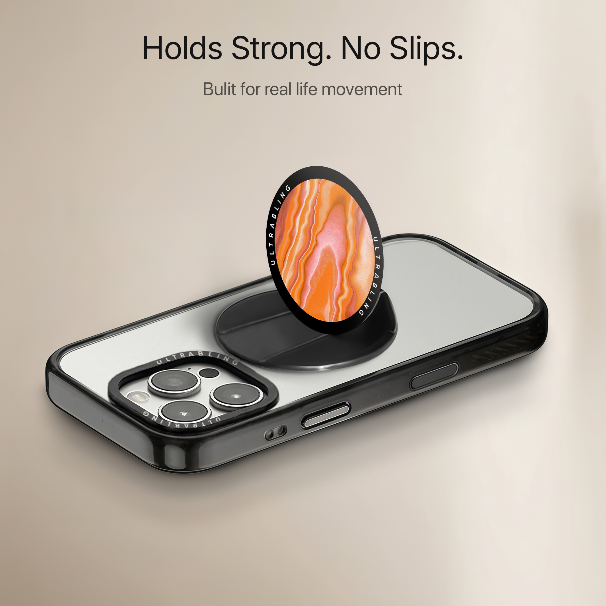 Sunset Agate Ultrabling MagSafe Phone Grip - Side View