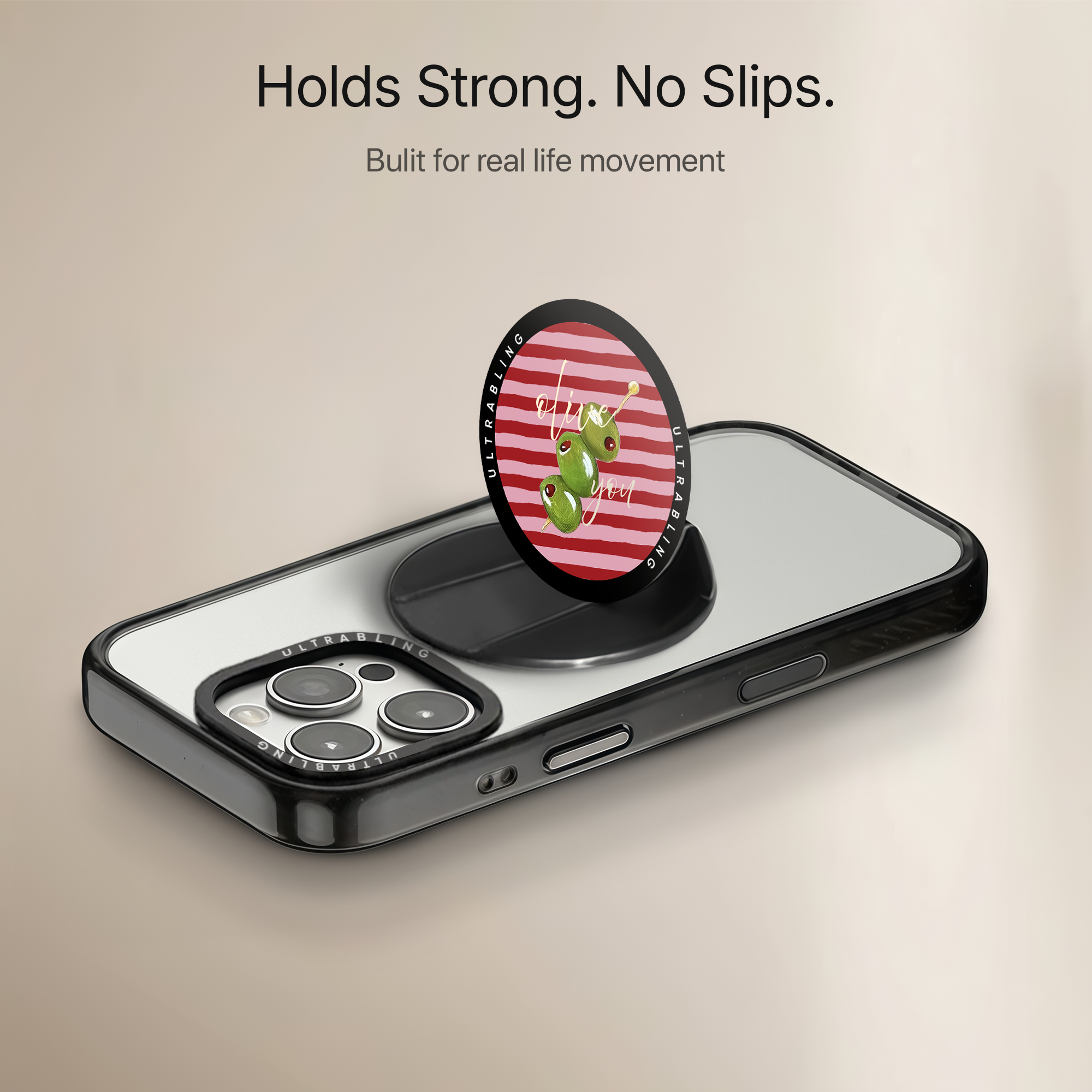 Olive Martini Ultrabling MagSafe Phone Grip - Side View