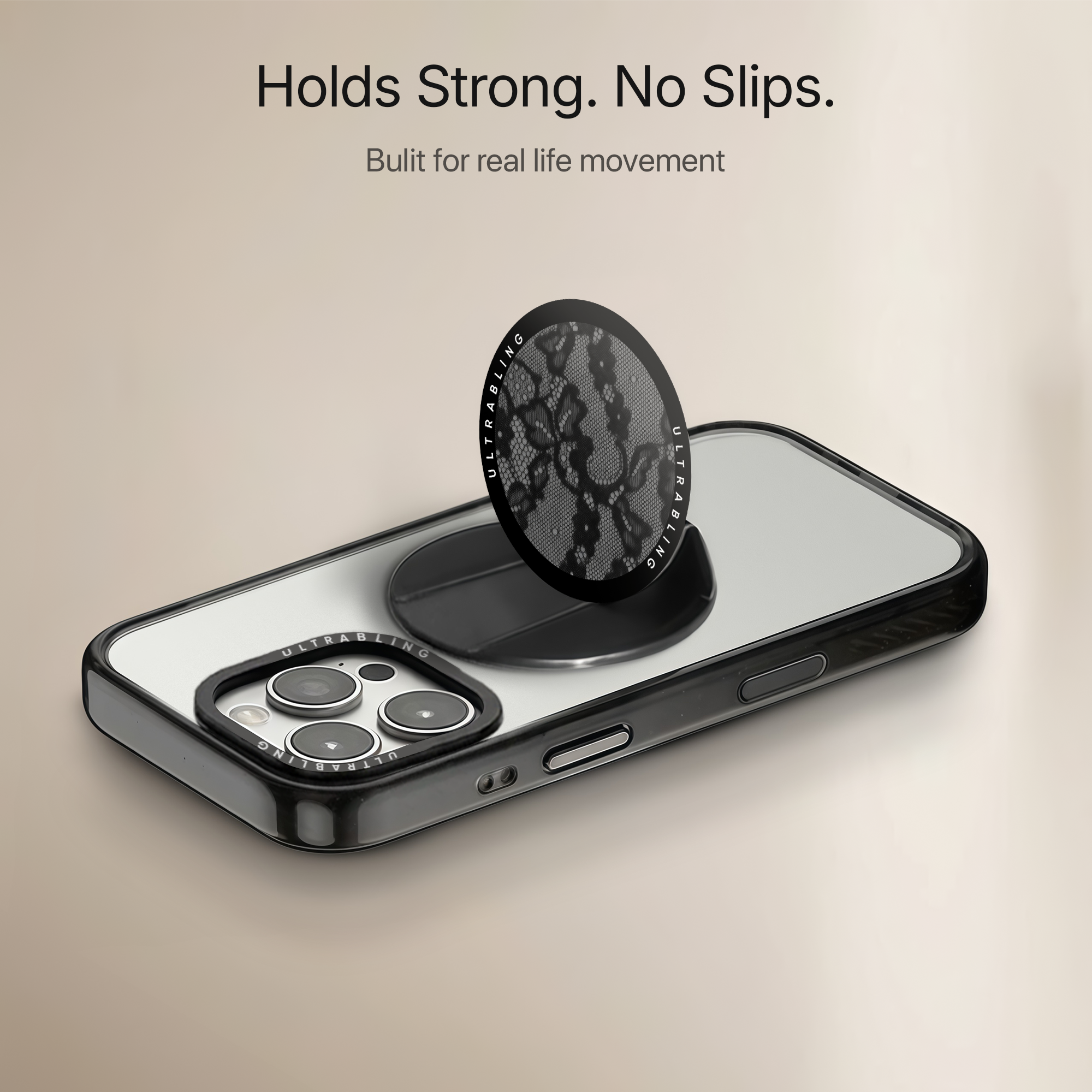 Noir Lace Ultrabling MagSafe Phone Grip - Side View