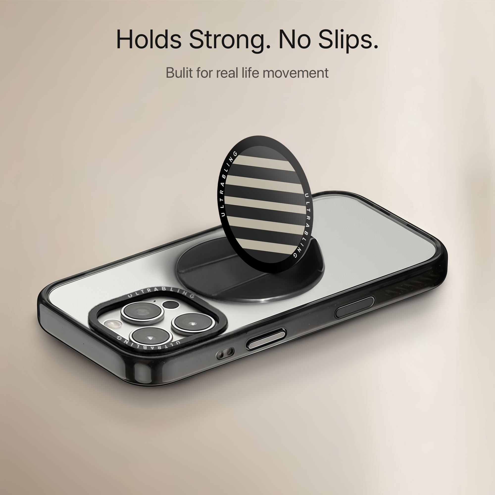 Cafe Stripes Ultrabling MagSafe Phone Grip - Side View
