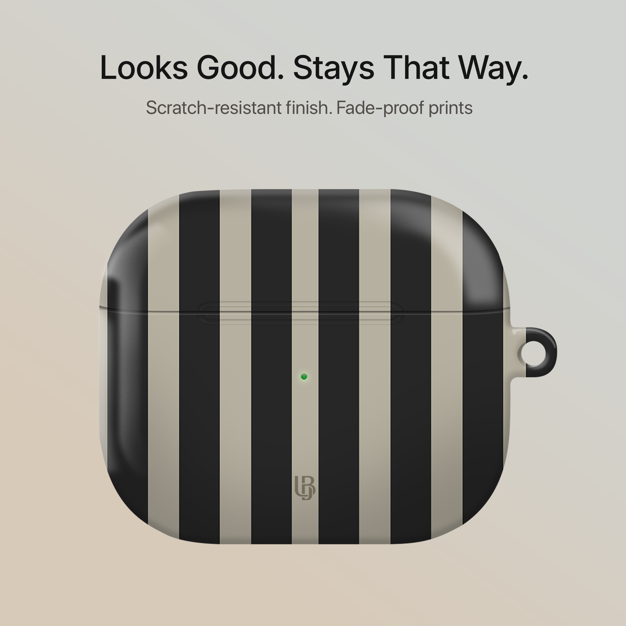 Cafe Stripes Ultrabling AirPods case back view