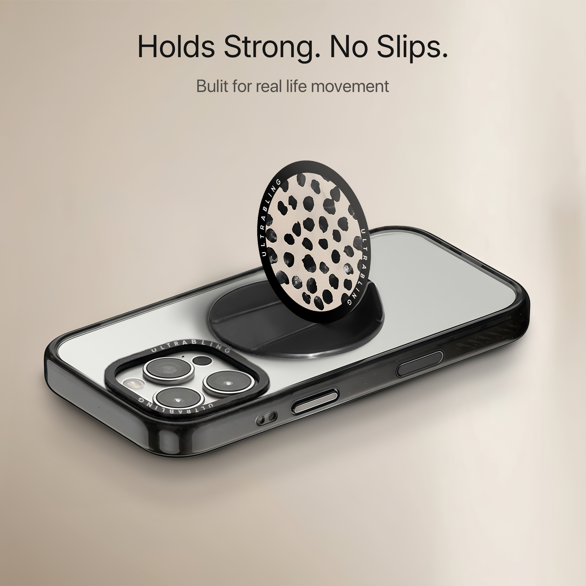 Dalmatian Chic Ultrabling MagSafe Phone Grip - Side View