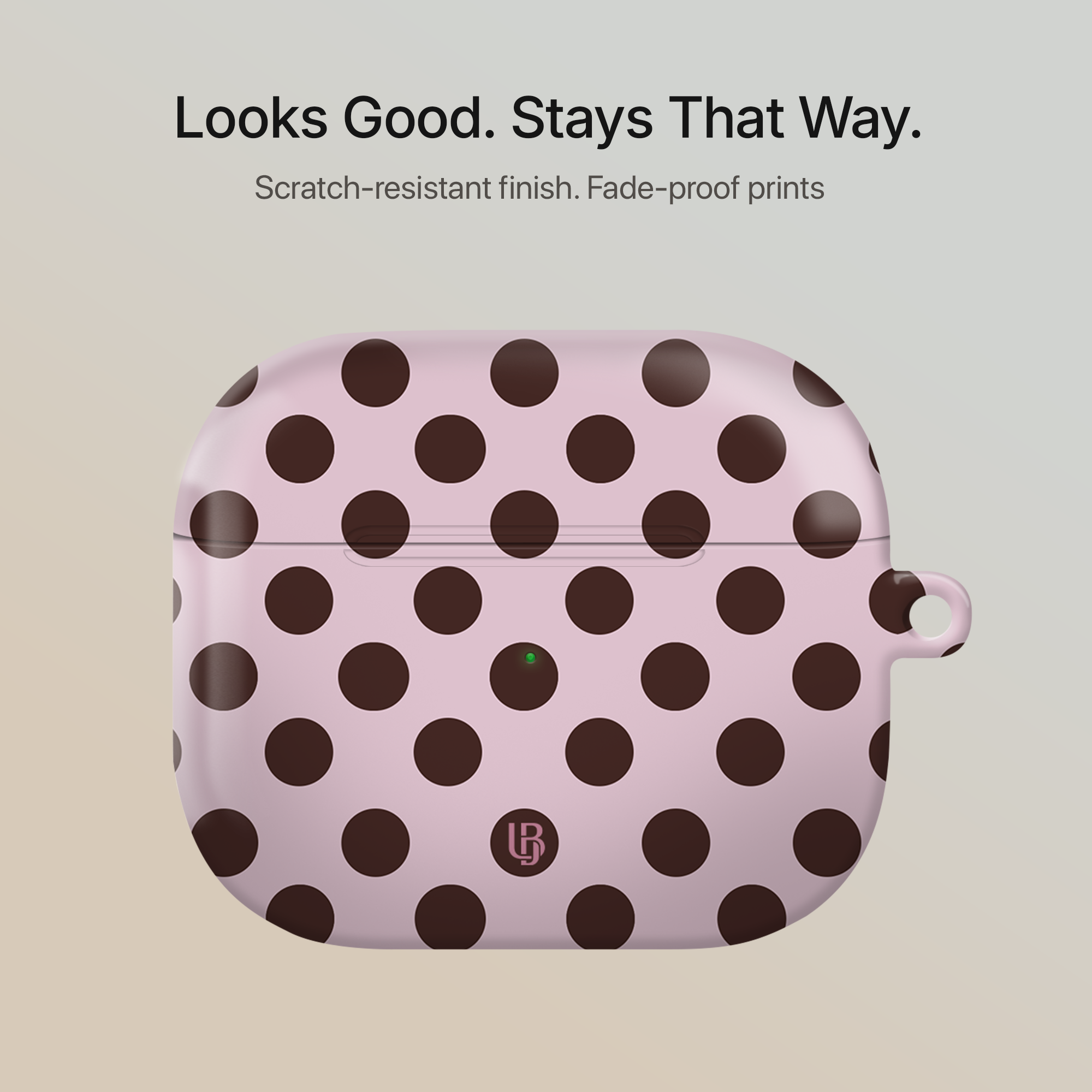 Mocha Polka Ultrabling AirPods case back view