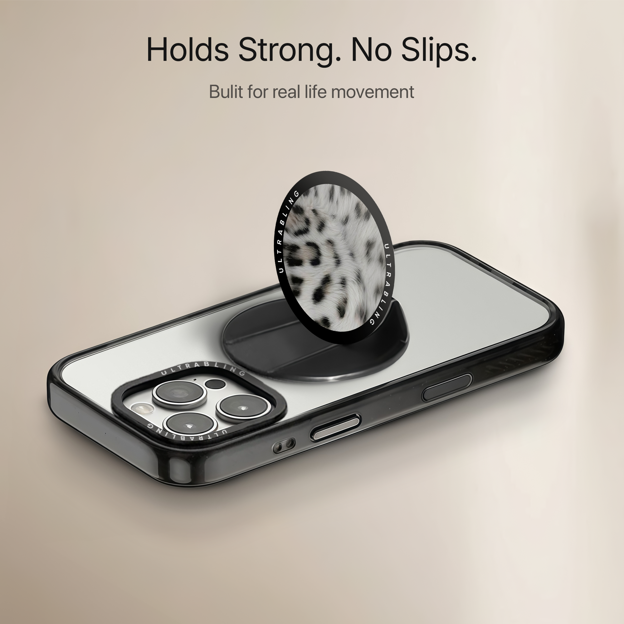 Snow Leopard Ultrabling MagSafe Phone Grip - Side View