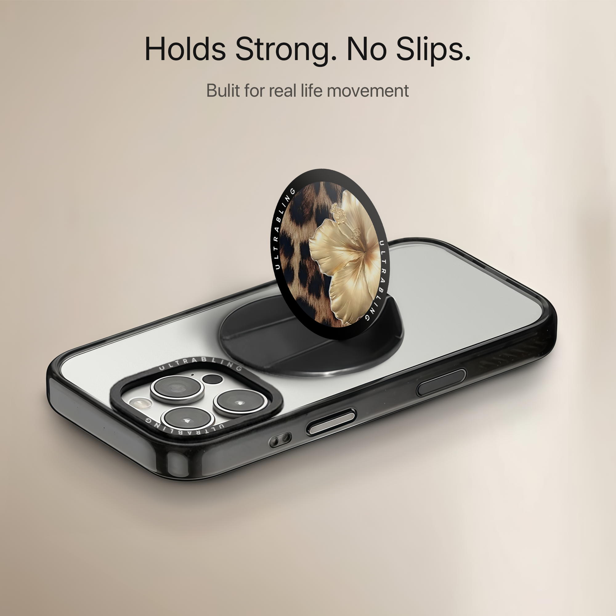 Leopard Royale Ultrabling MagSafe Phone Grip - Side View