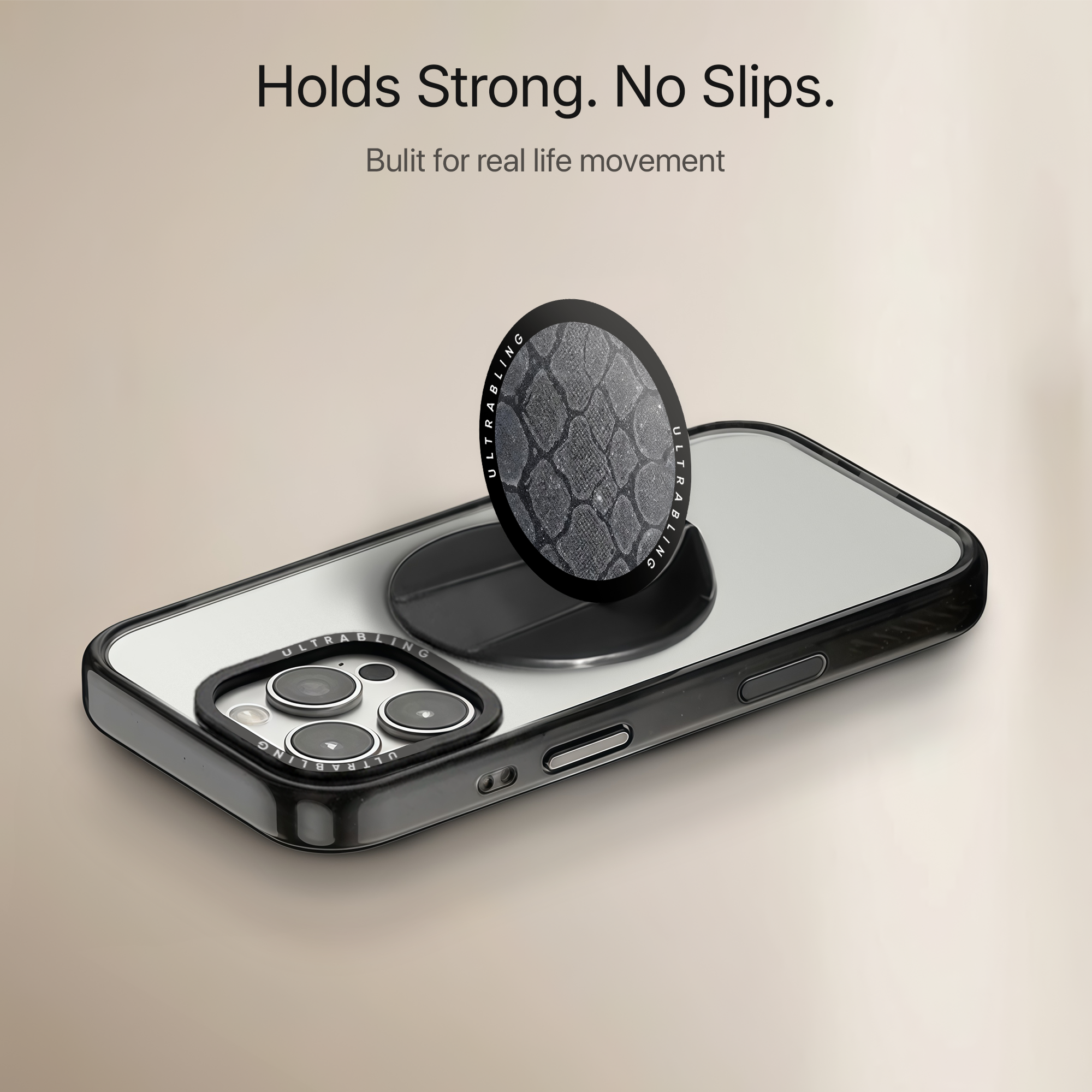 Ash Python Ultrabling MagSafe Phone Grip - Side View