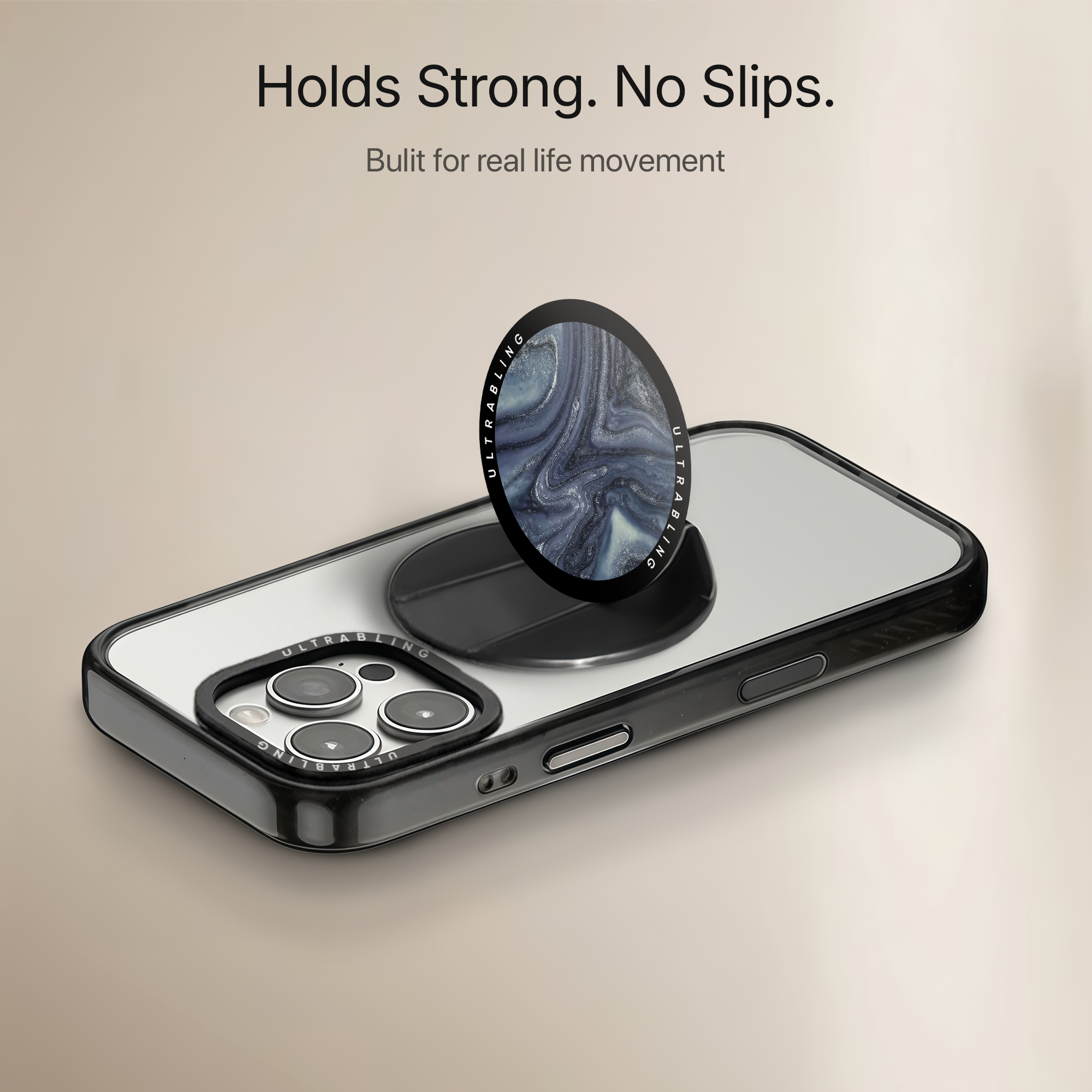 Midnight Marble Ultrabling MagSafe Phone Grip - Side View