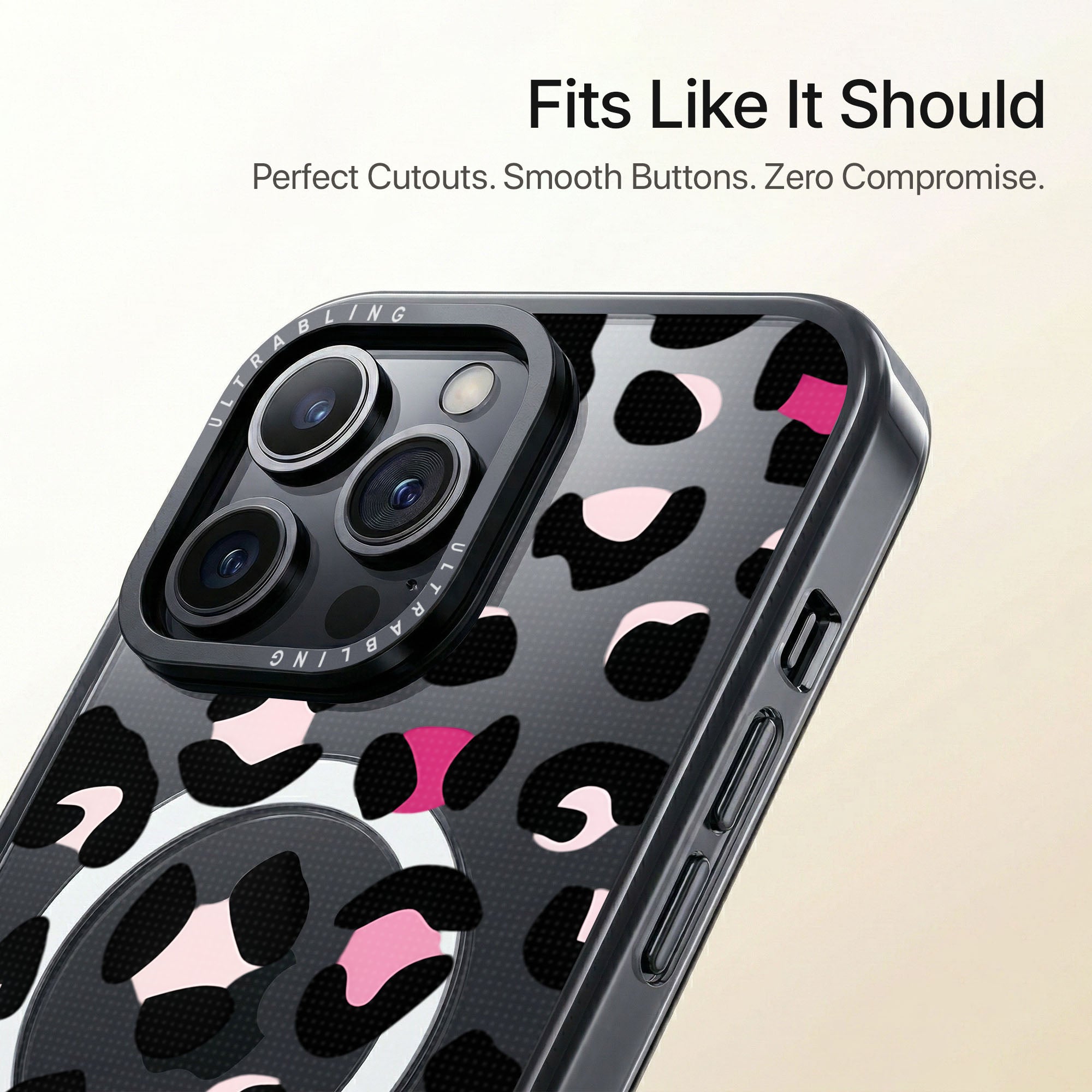 Pink Prowl Ultrabling Aura iPhone case close-up design detail