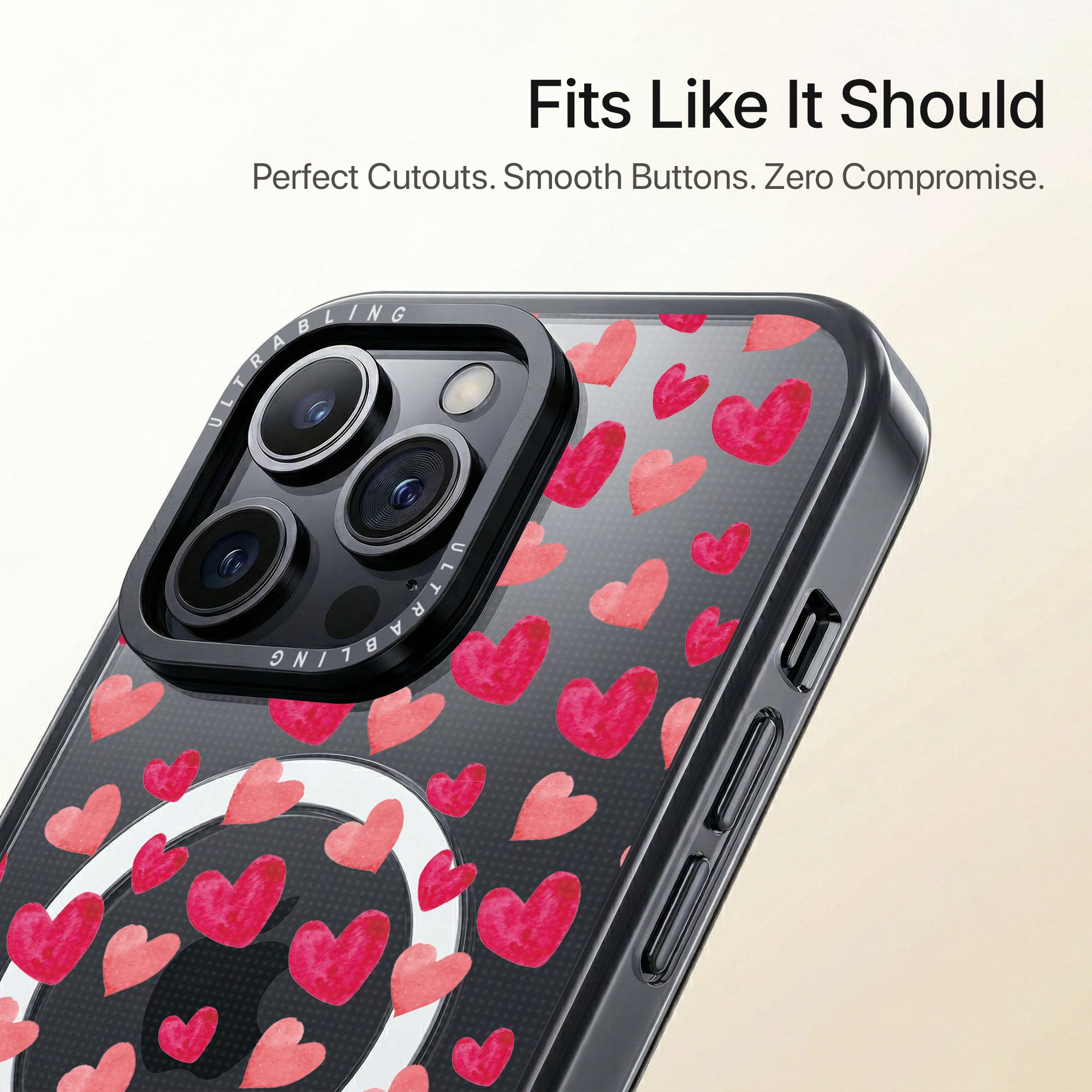 Heart Rush Ultrabling Aura iPhone case close-up design detail