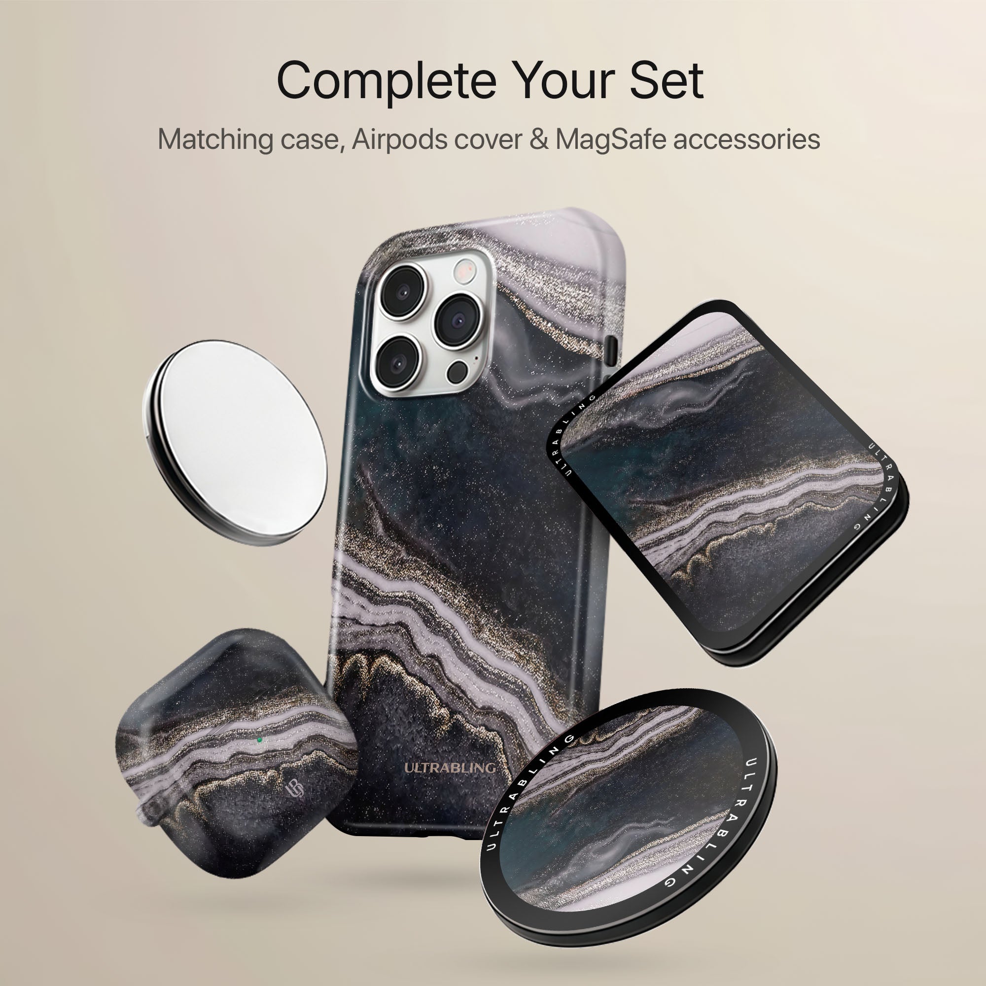 Obsidian Marble Ultrabling tough AirPods case