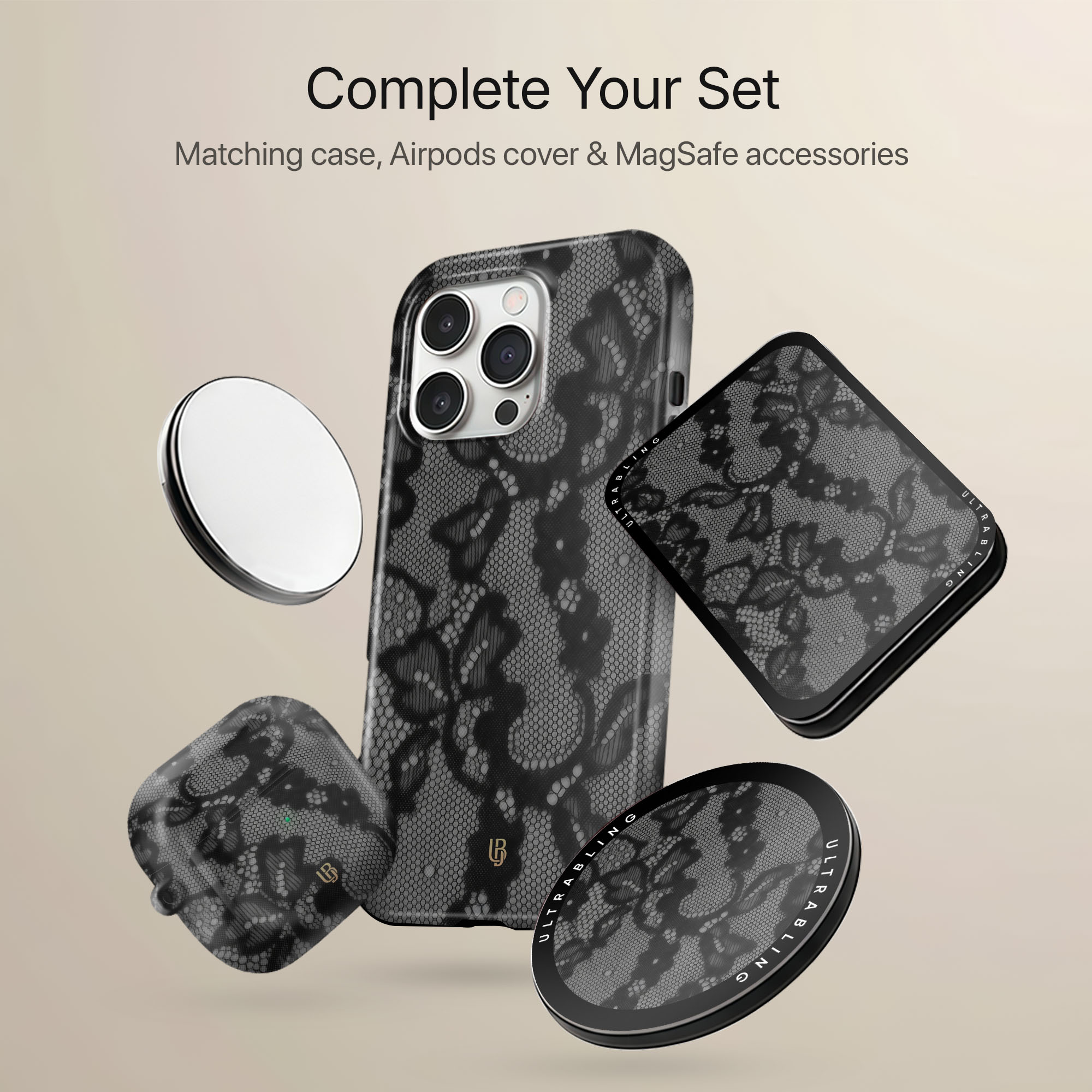 Noir Lace Ultrabling tough AirPods case