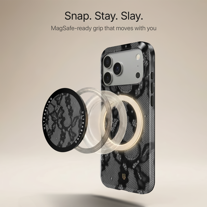 Noir Lace Ultrabling MagSafe Phone Grip - Angled View