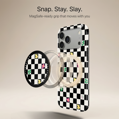 Retro Check Ultrabling MagSafe Phone Grip - Angled View