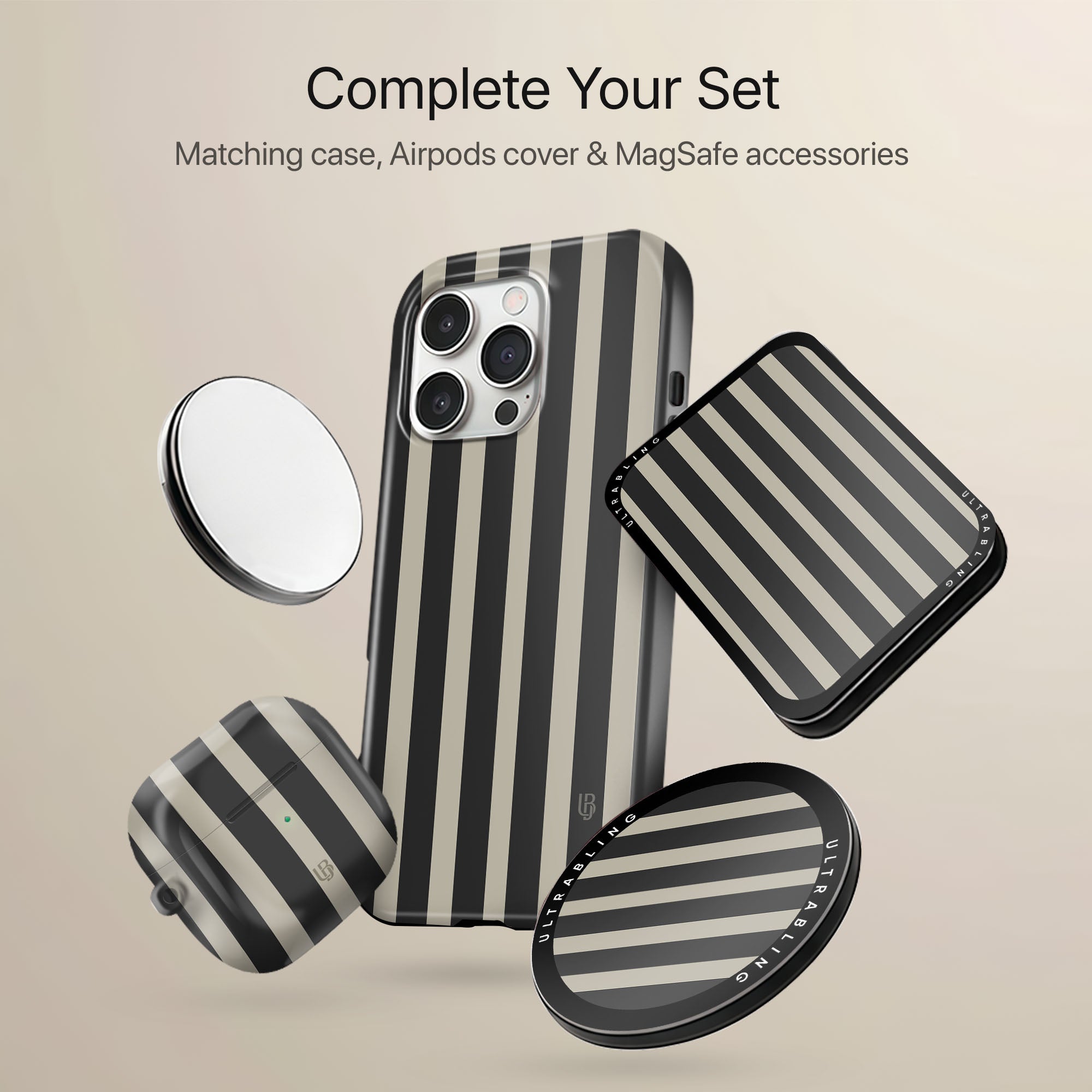 Cafe Stripes Ultrabling tough AirPods case