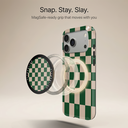 Emerald Grid Ultrabling MagSafe Phone Grip - Angled View