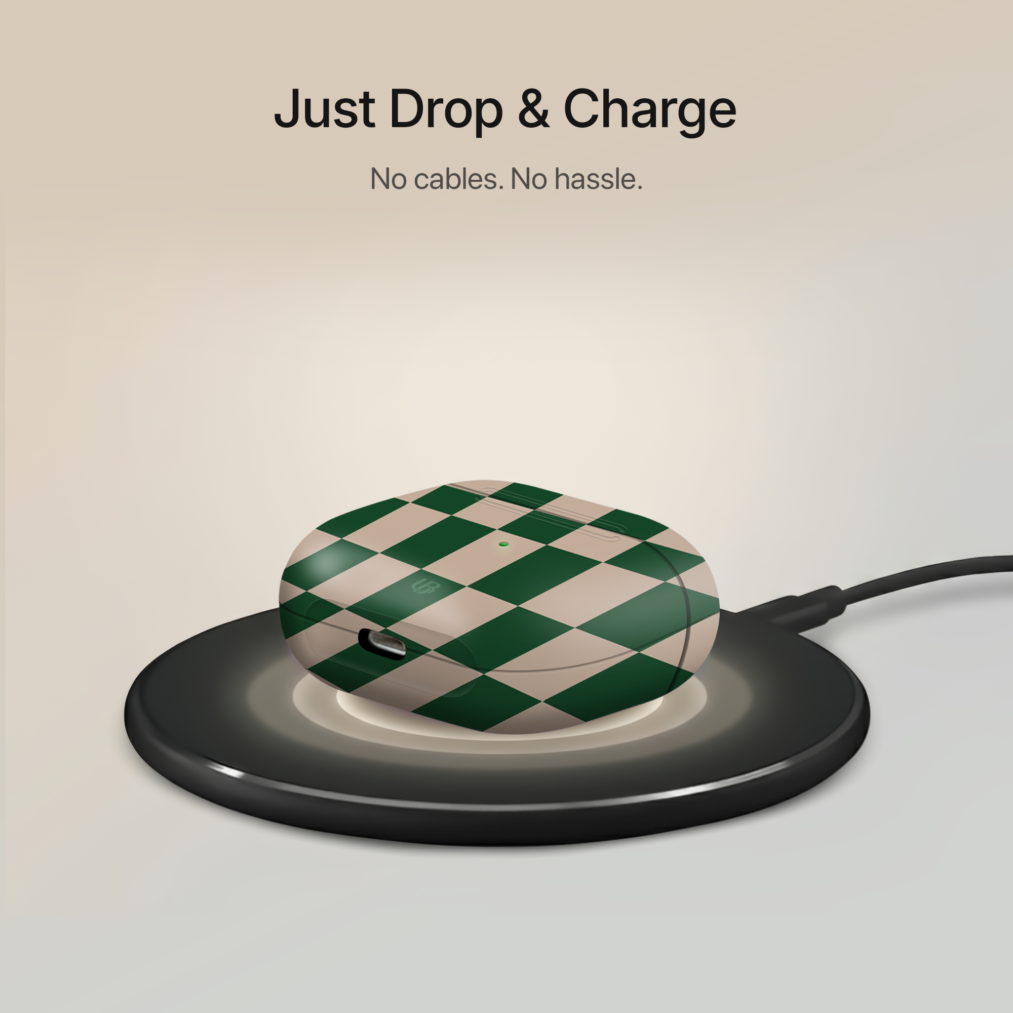 Emerald Grid Ultrabling AirPods case open view
