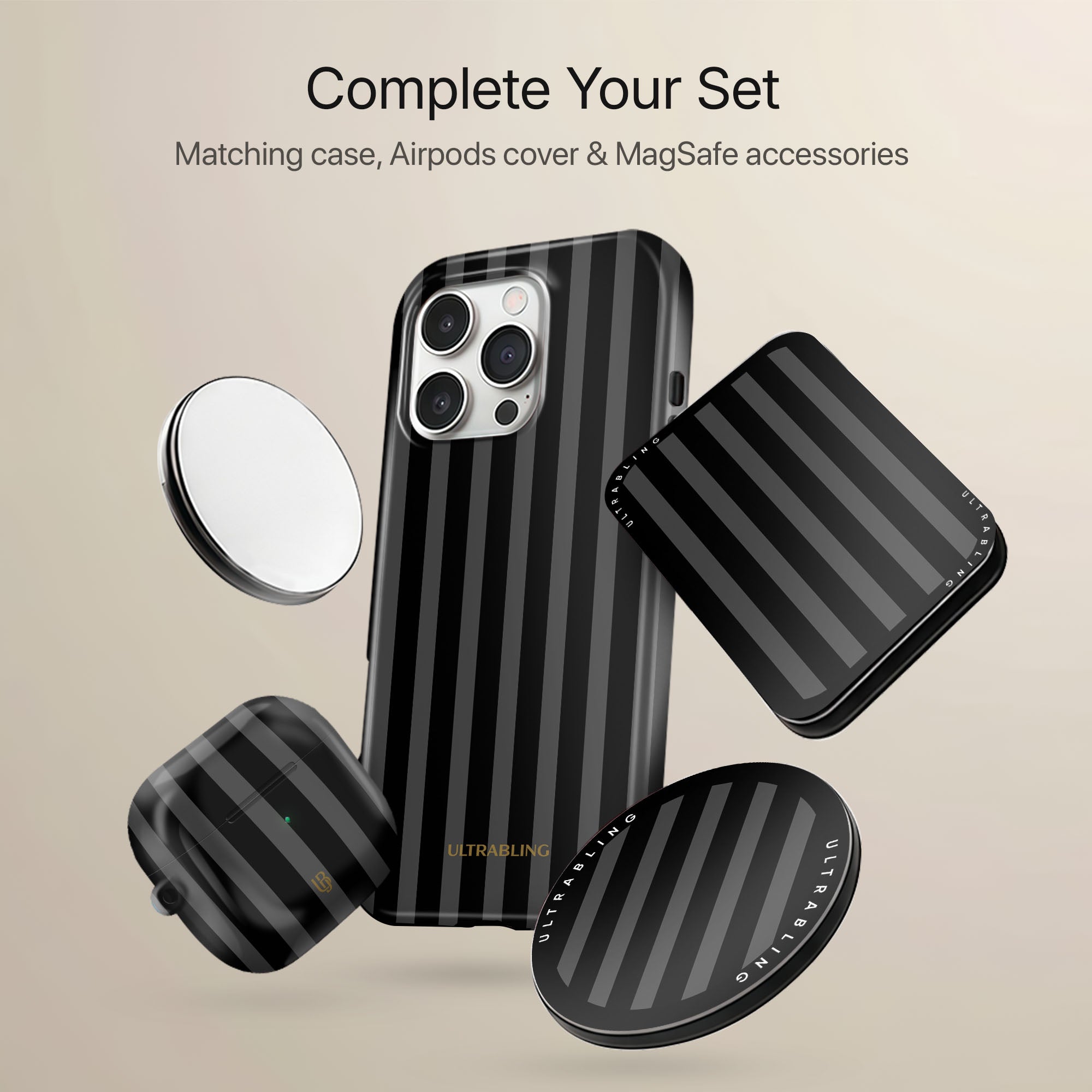 Noir Stripes Ultrabling camera ring detail on eclipse case