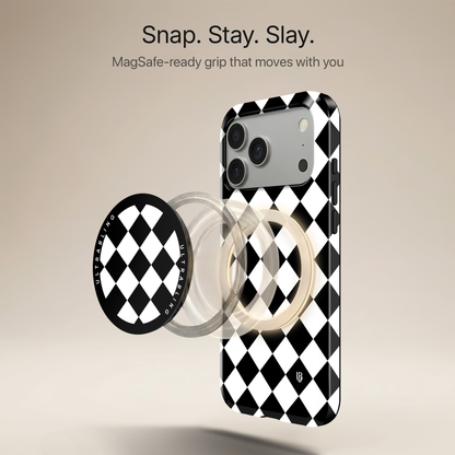 Harlequin Noir Ultrabling MagSafe Phone Grip - Angled View