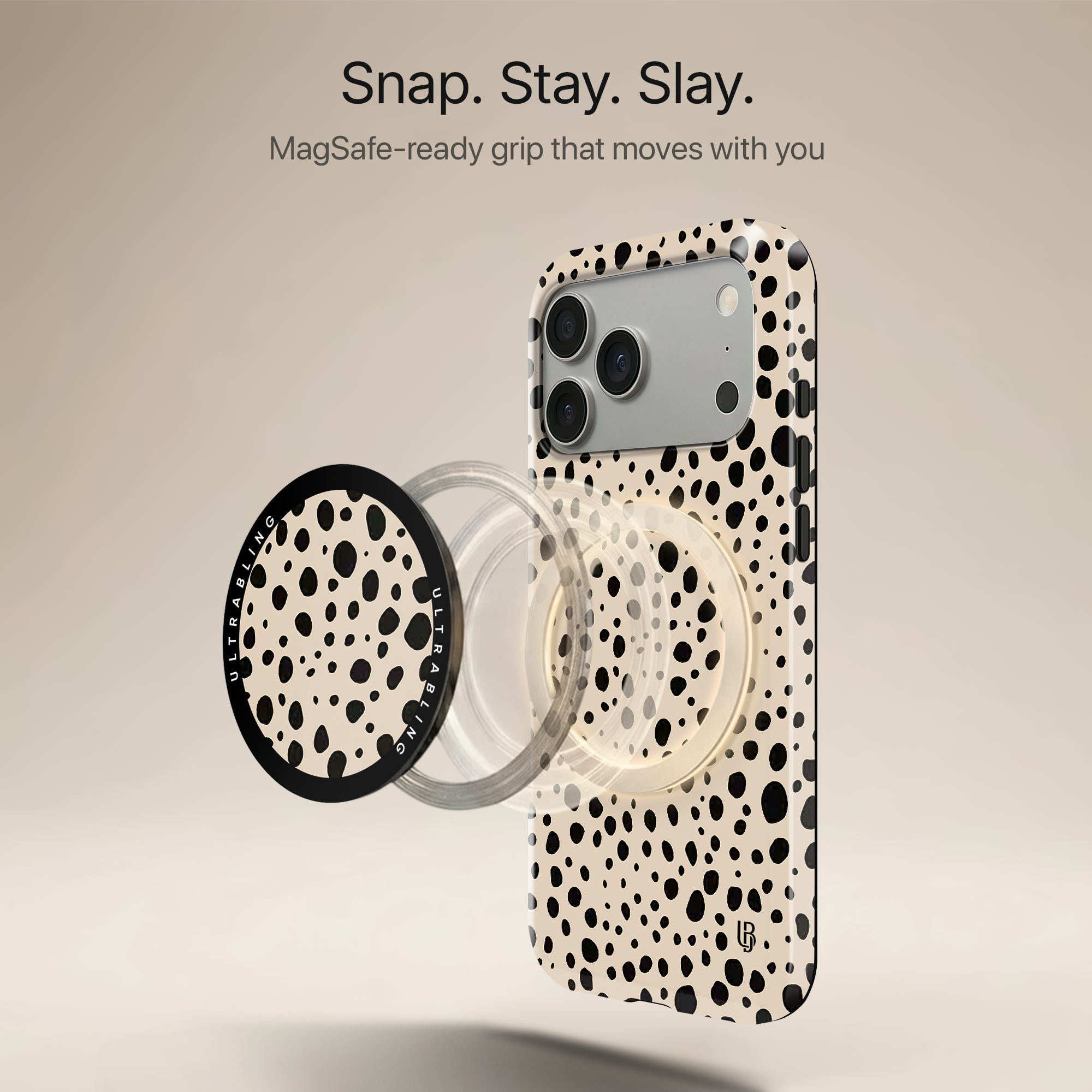 Speckled Sand Ultrabling MagSafe Phone Grip - Angled View