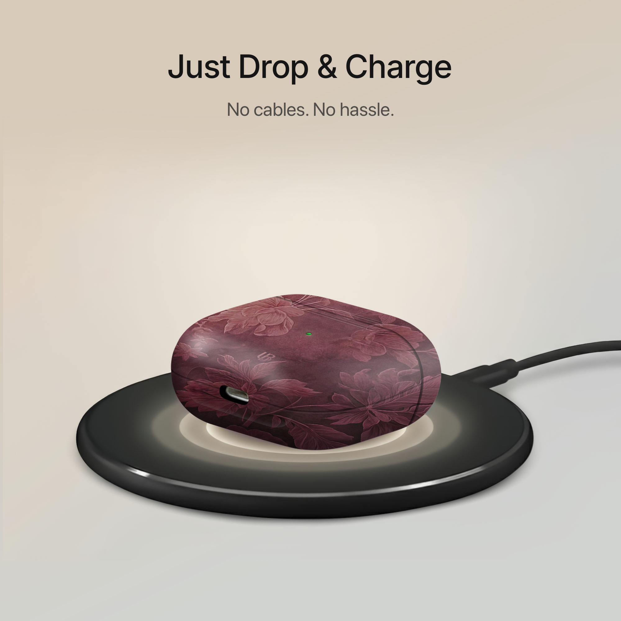 Burgundy Bloom Ultrabling AirPods case open view
