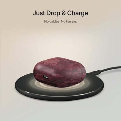 Burgundy Bloom Ultrabling AirPods case open view