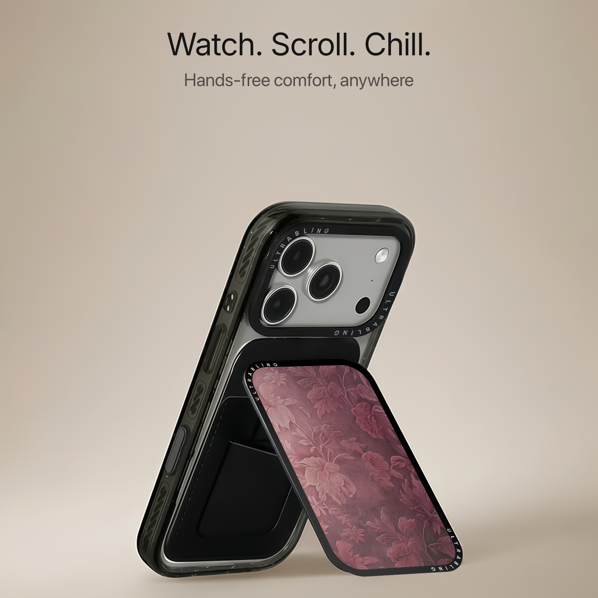 Burgundy Bloom MagSafe Wallet - Angle View