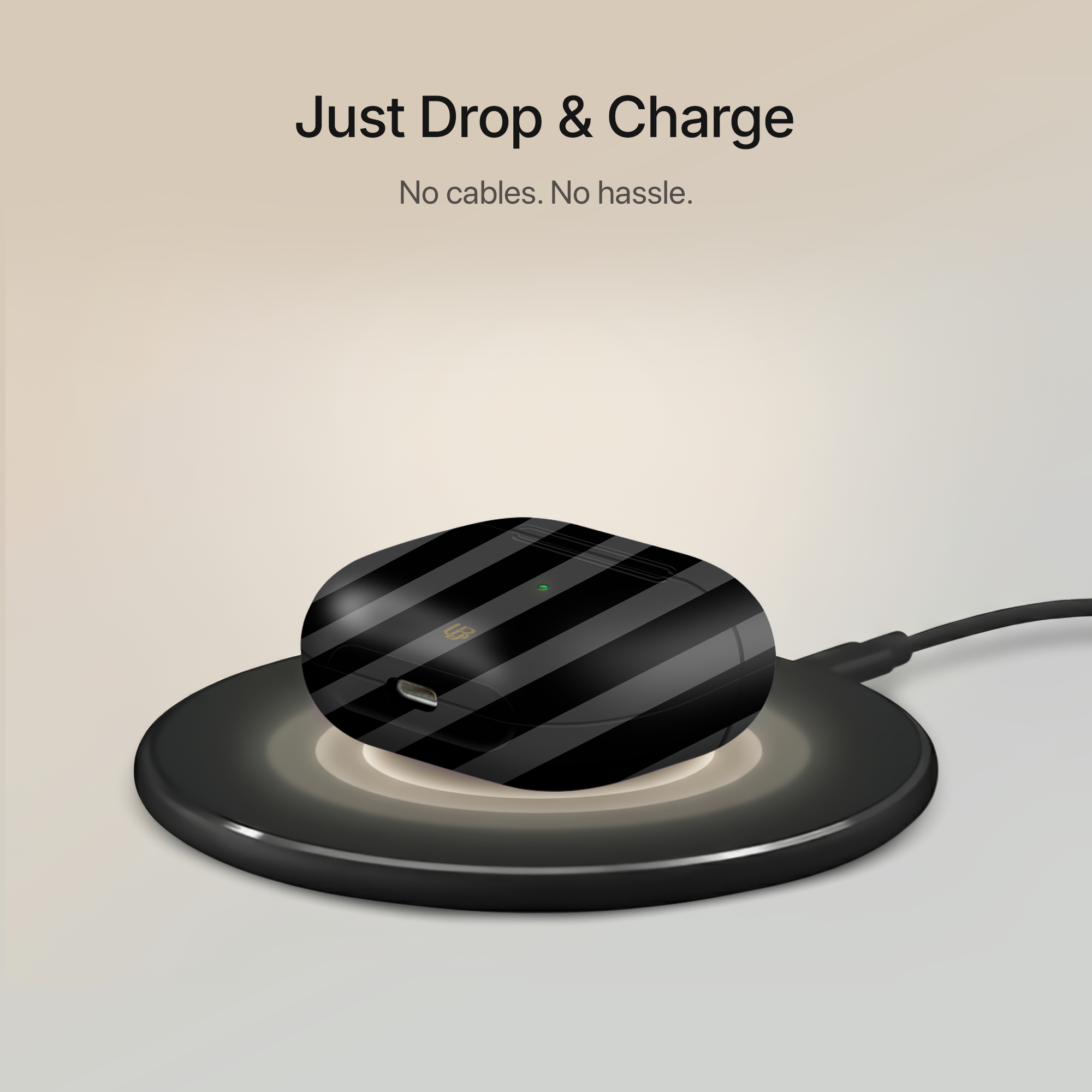 Noir Stripes Ultrabling AirPods case open view