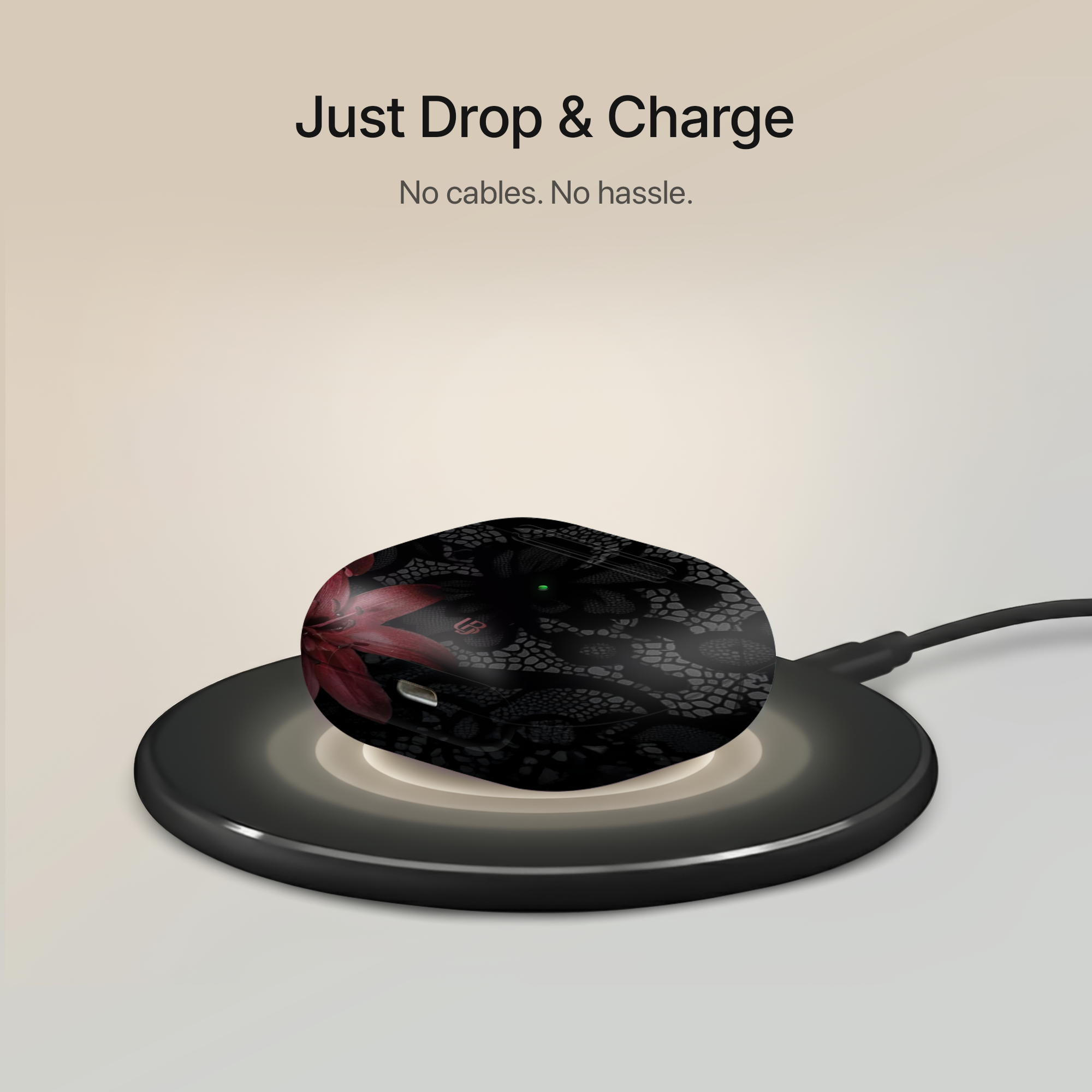 Midnight Scarlet Ultrabling AirPods case open view