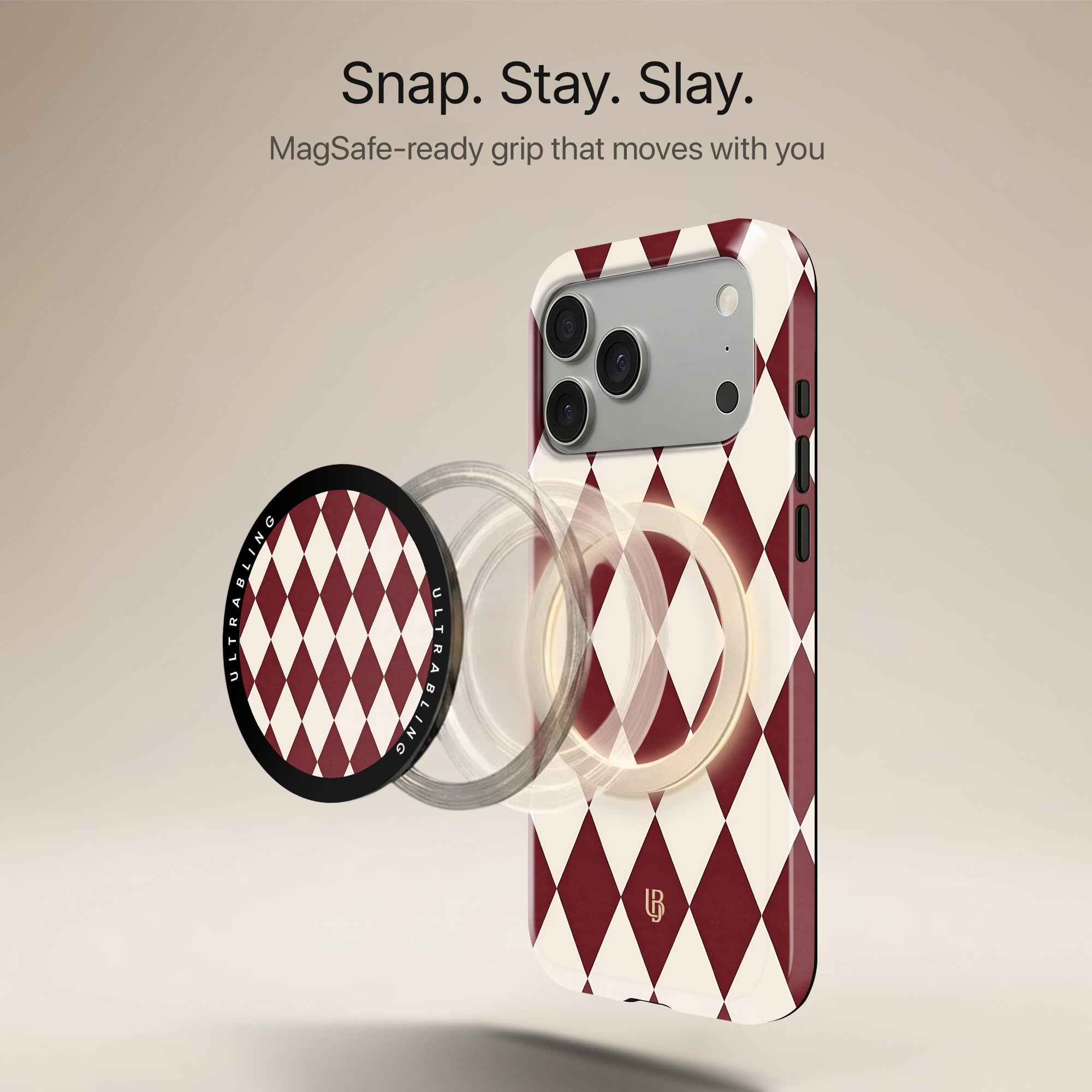 Merlot Harlequin - MagSafe Phone Grip