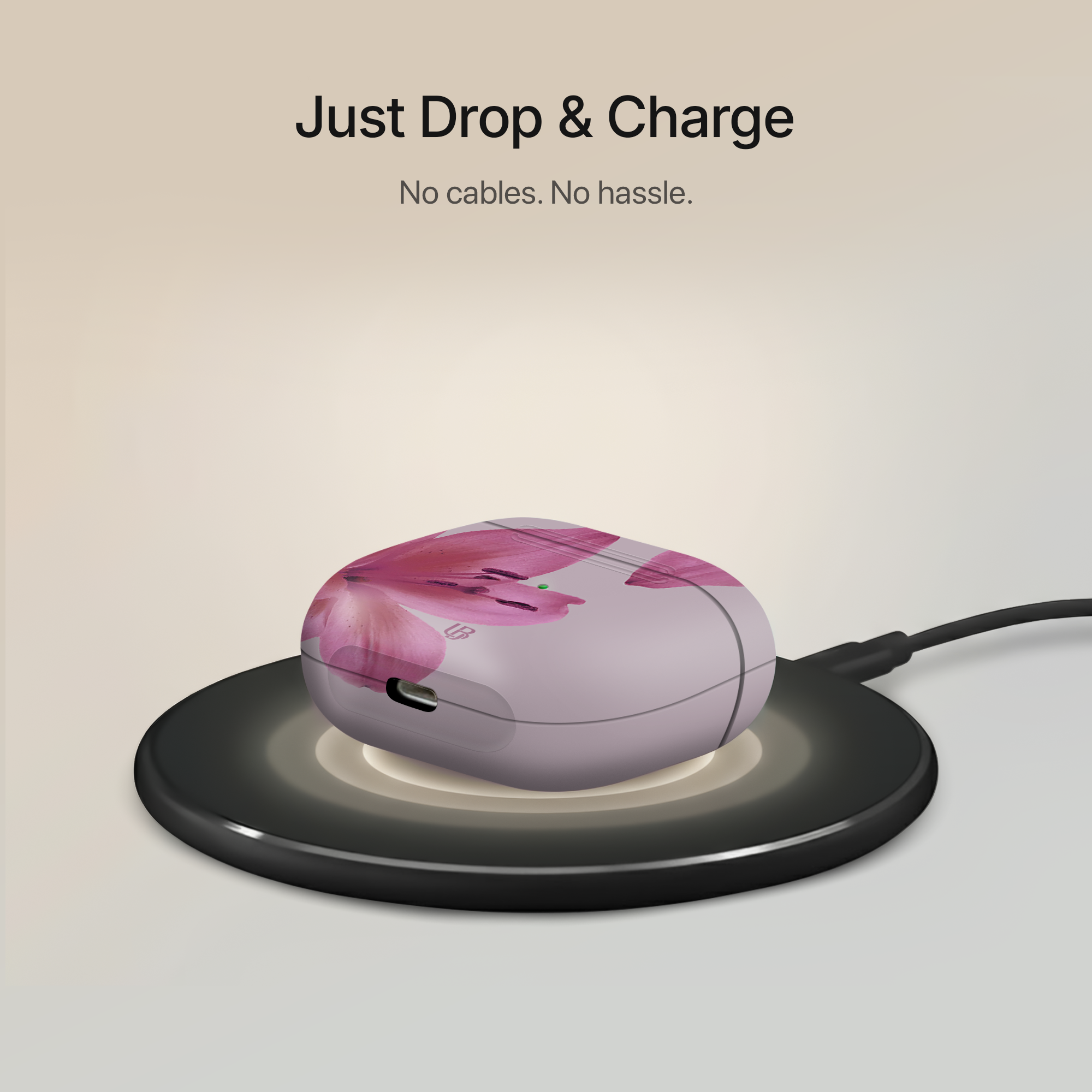 Blush Lily Ultrabling AirPods case open view