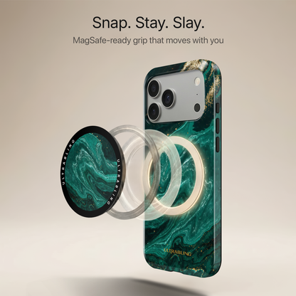 Emerald Vein Ultrabling MagSafe Phone Grip - Angled View