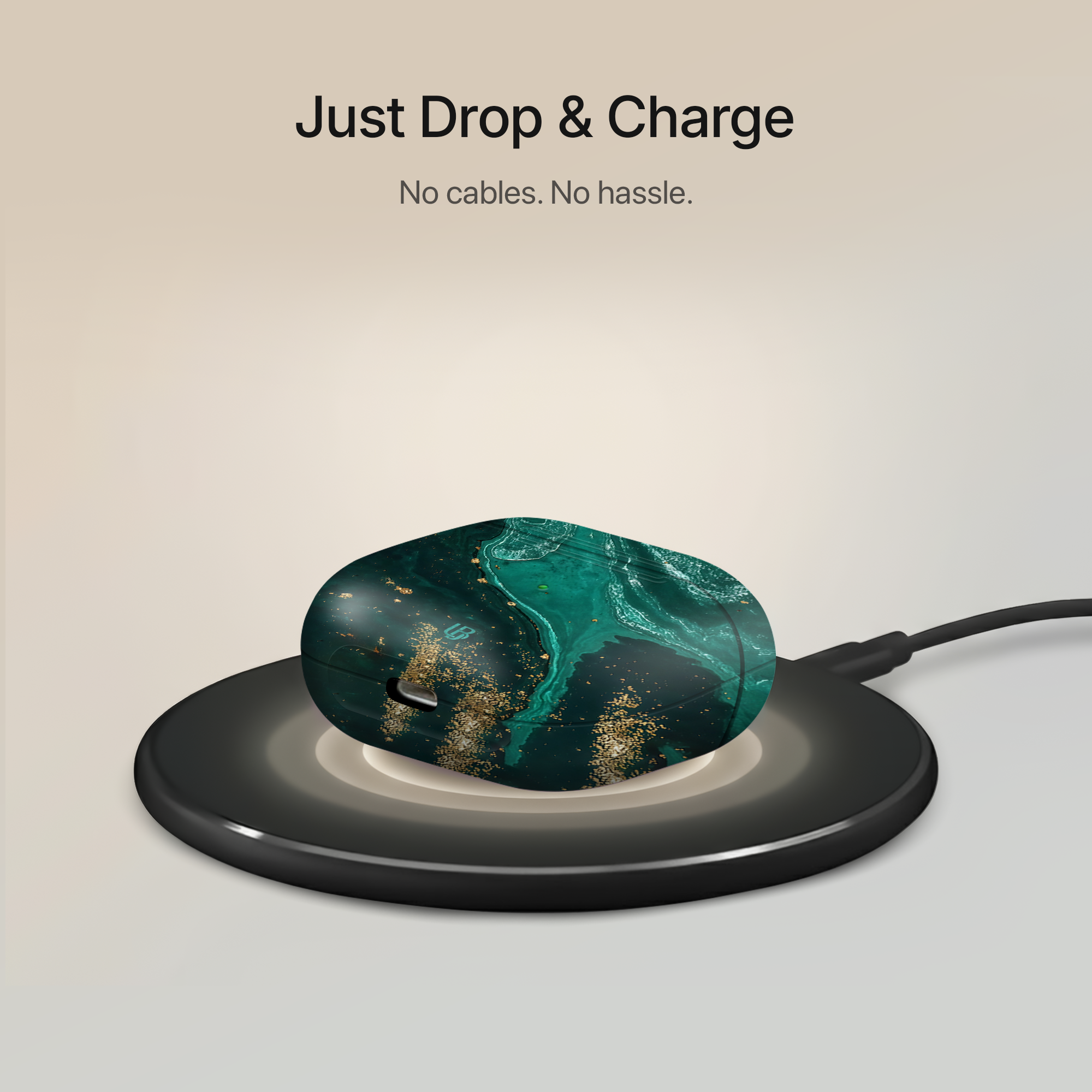 Emerald Vein Ultrabling AirPods case open view
