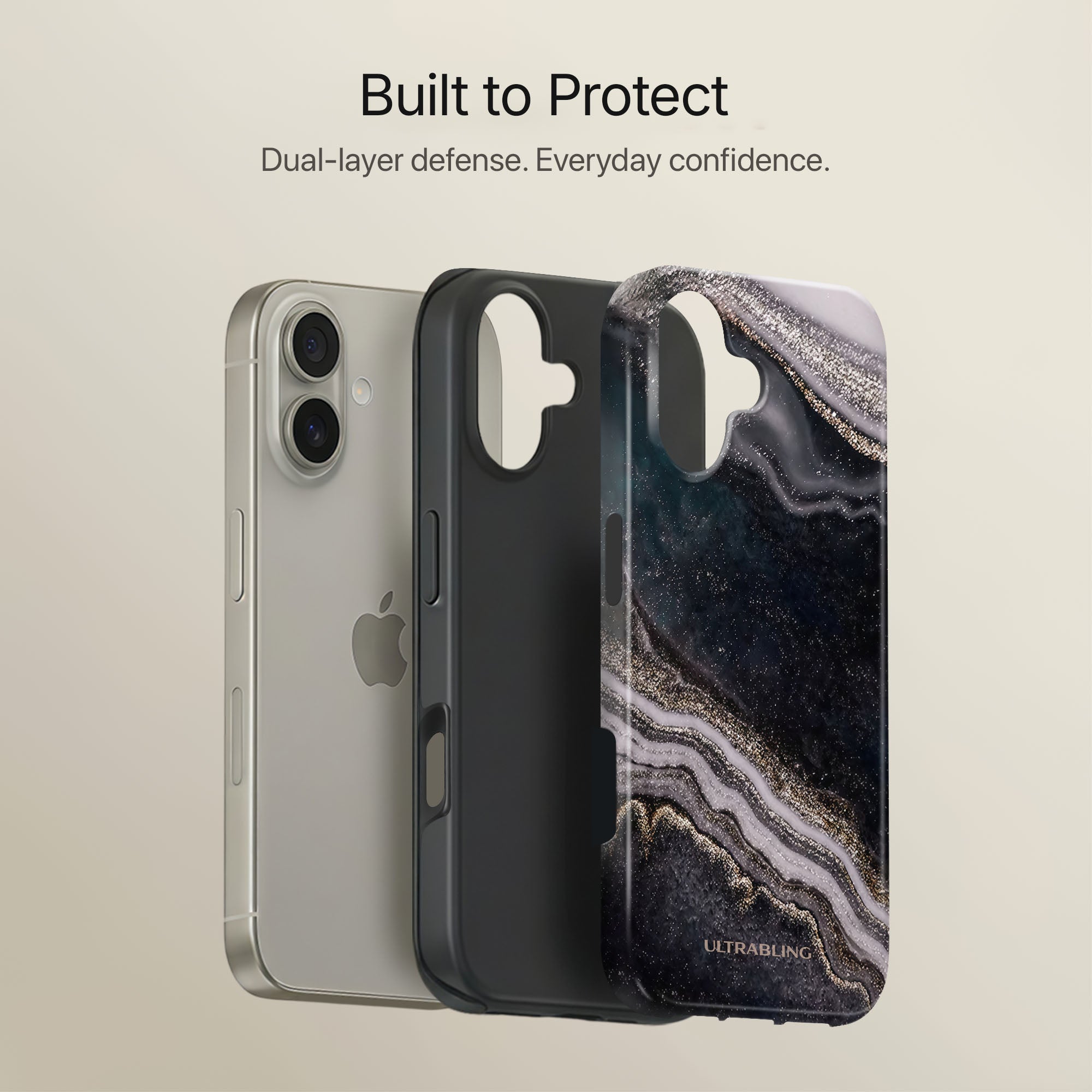 Obsidian Marble Ultrabling full case mockup front view