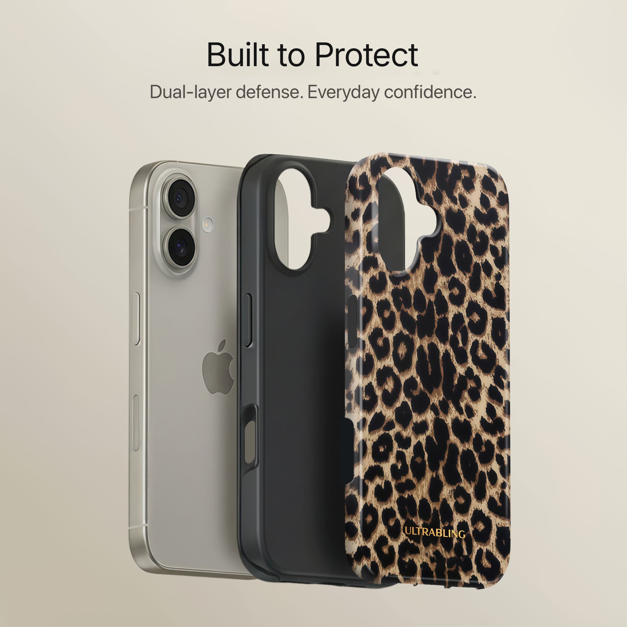 Golden Leopard Ultrabling full case mockup front view