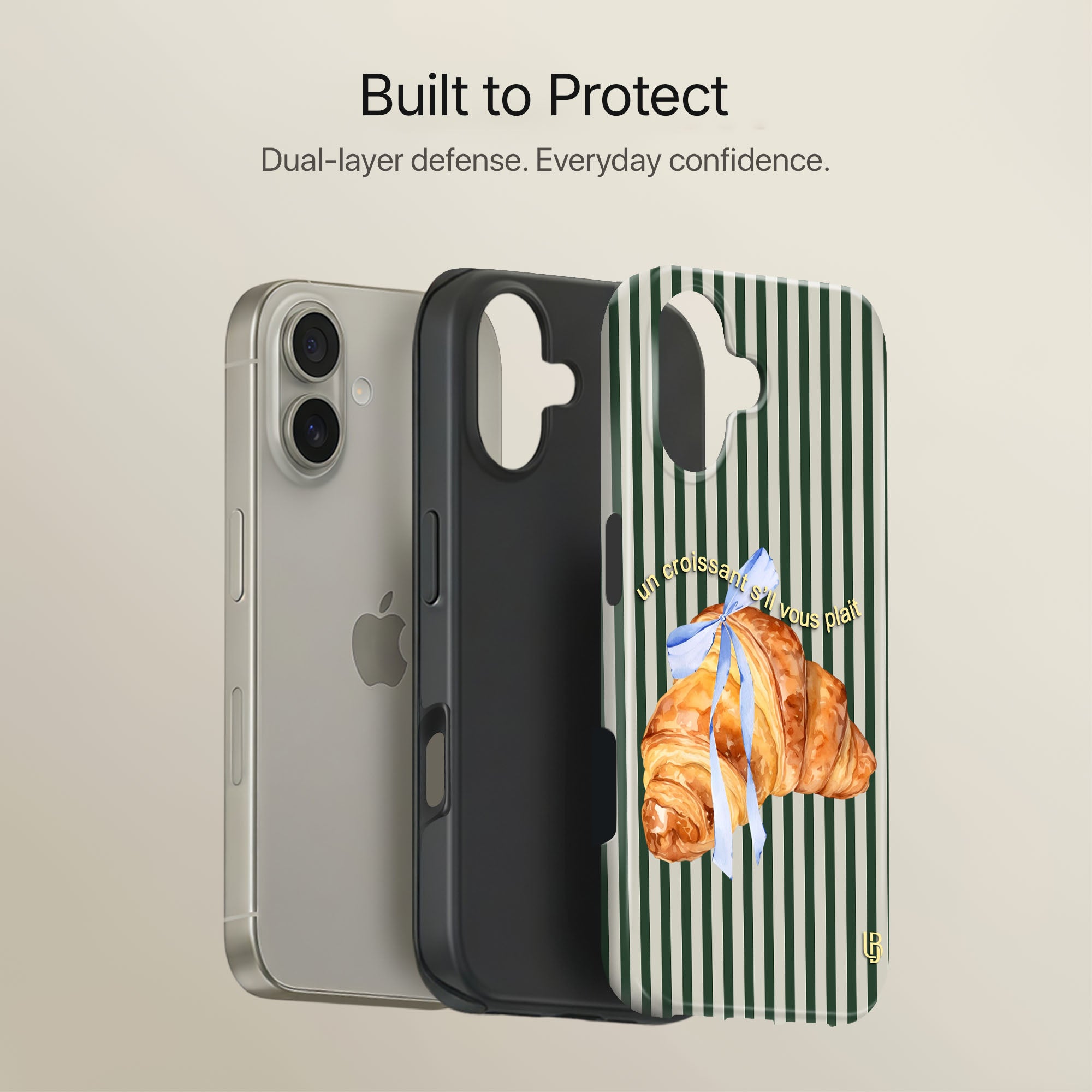 Paris Croissant Ultrabling full case mockup front view