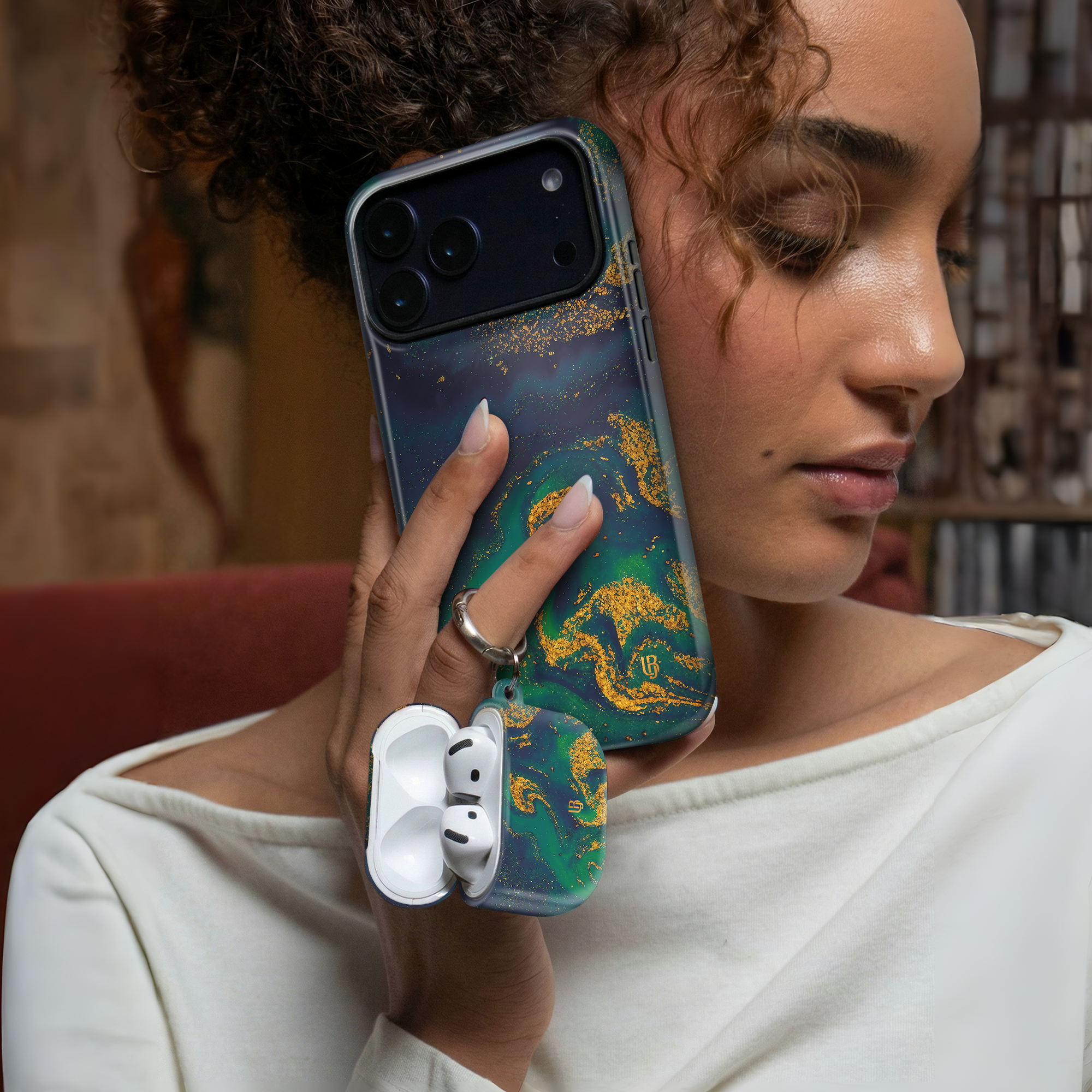 Emerald Nebula Ultrabling AirPods case detail view