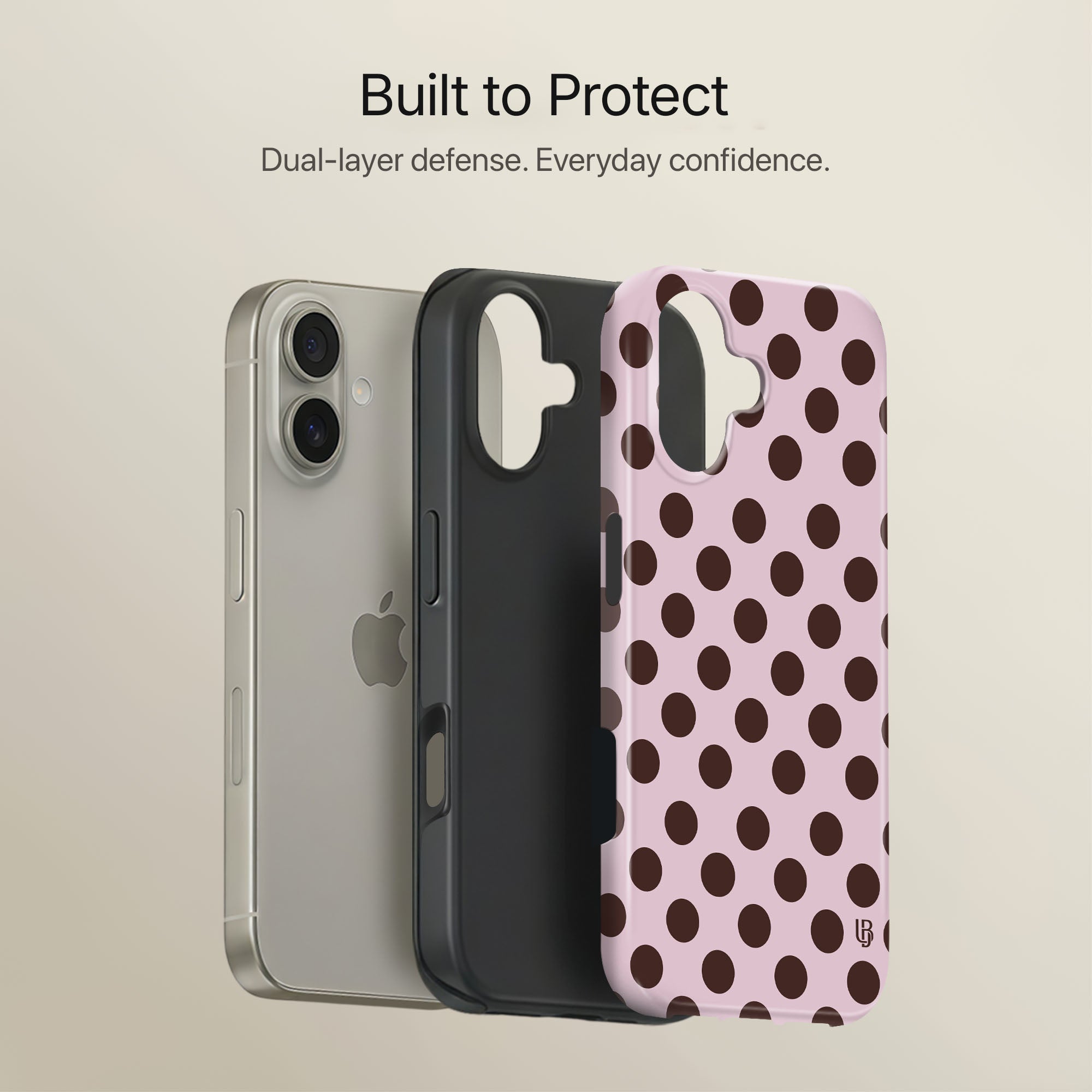 Mocha Polka Ultrabling full case mockup front view
