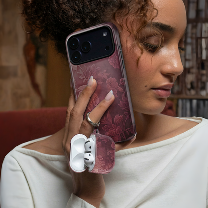 Burgundy Bloom Ultrabling AirPods case detail view