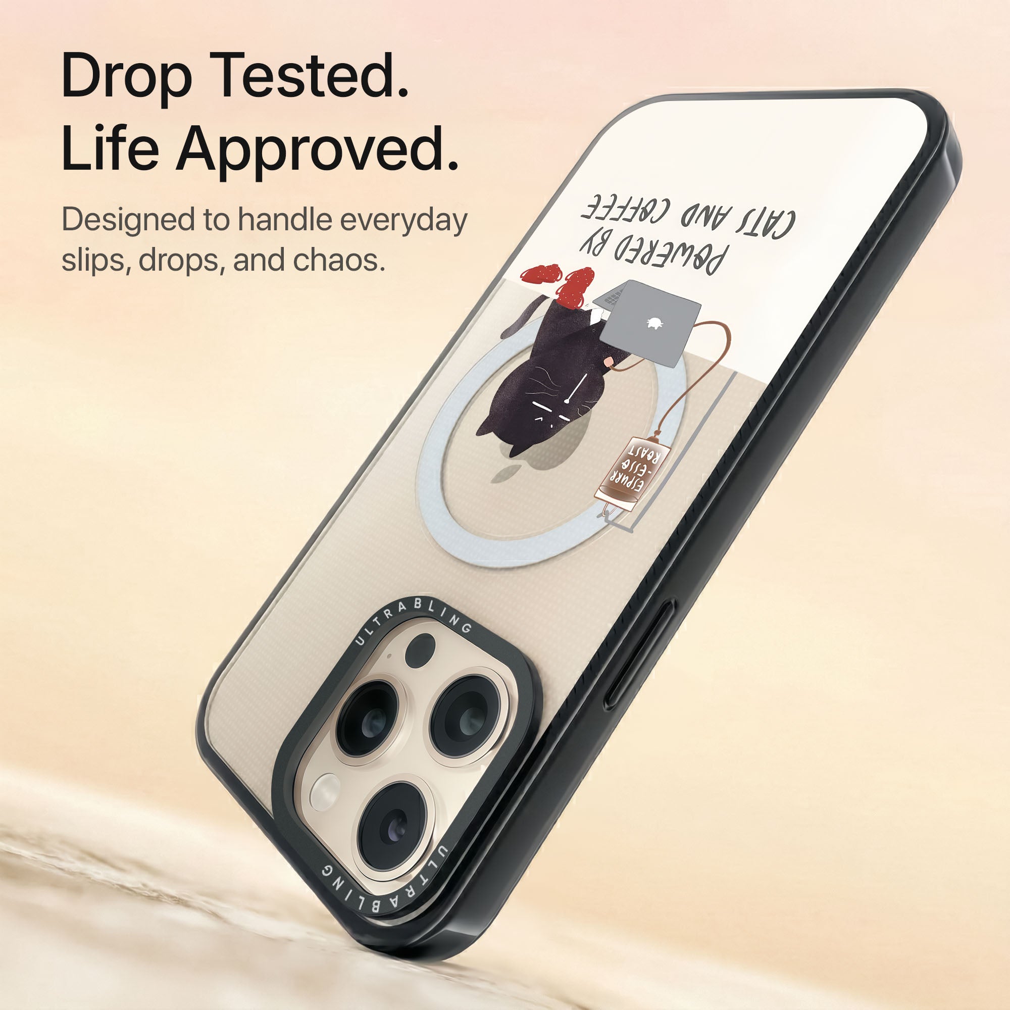 Cat Brew Ultrabling Aura iPhone case non MagSafe black back view