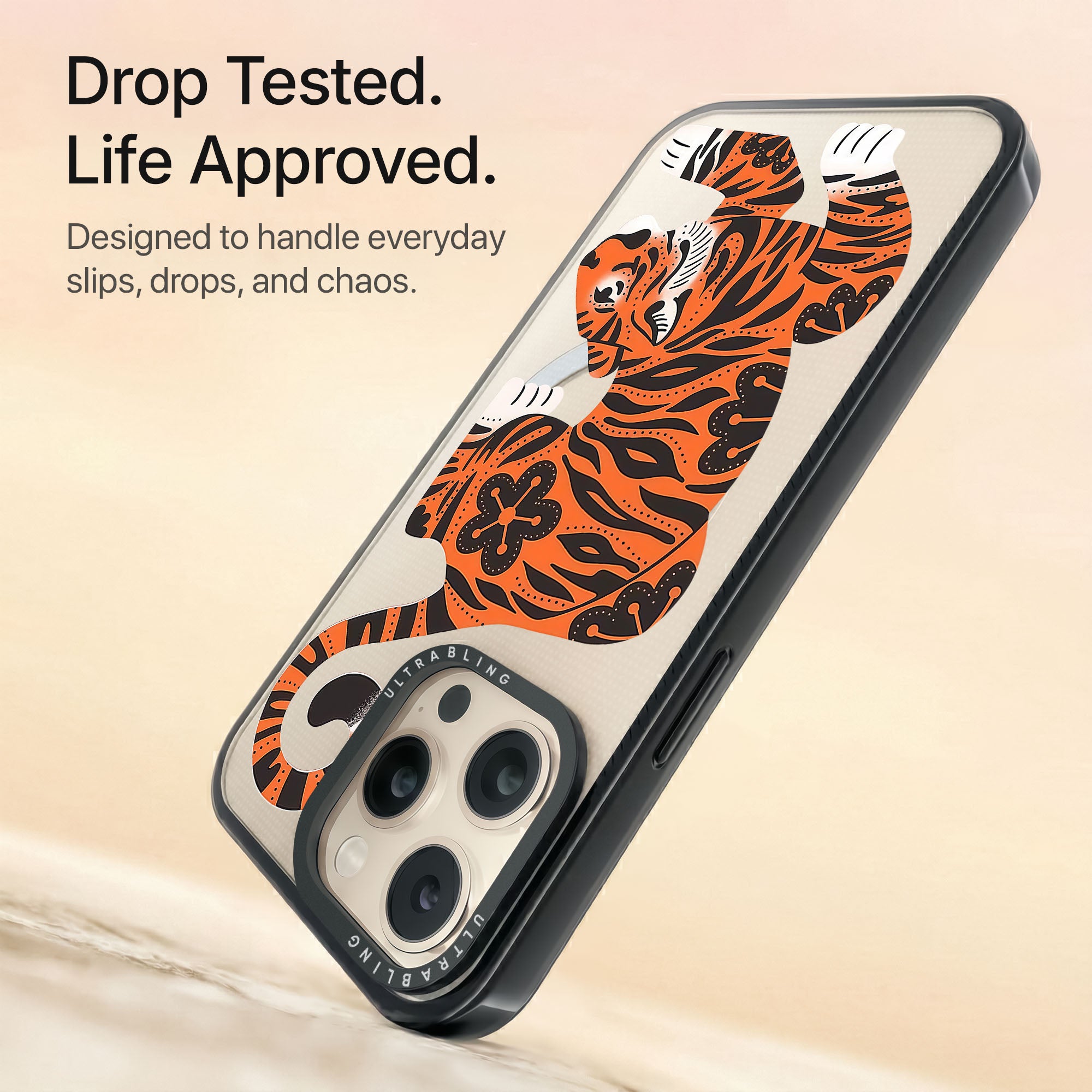 Tiger Heat Ultrabling Aura iPhone case non MagSafe black back view