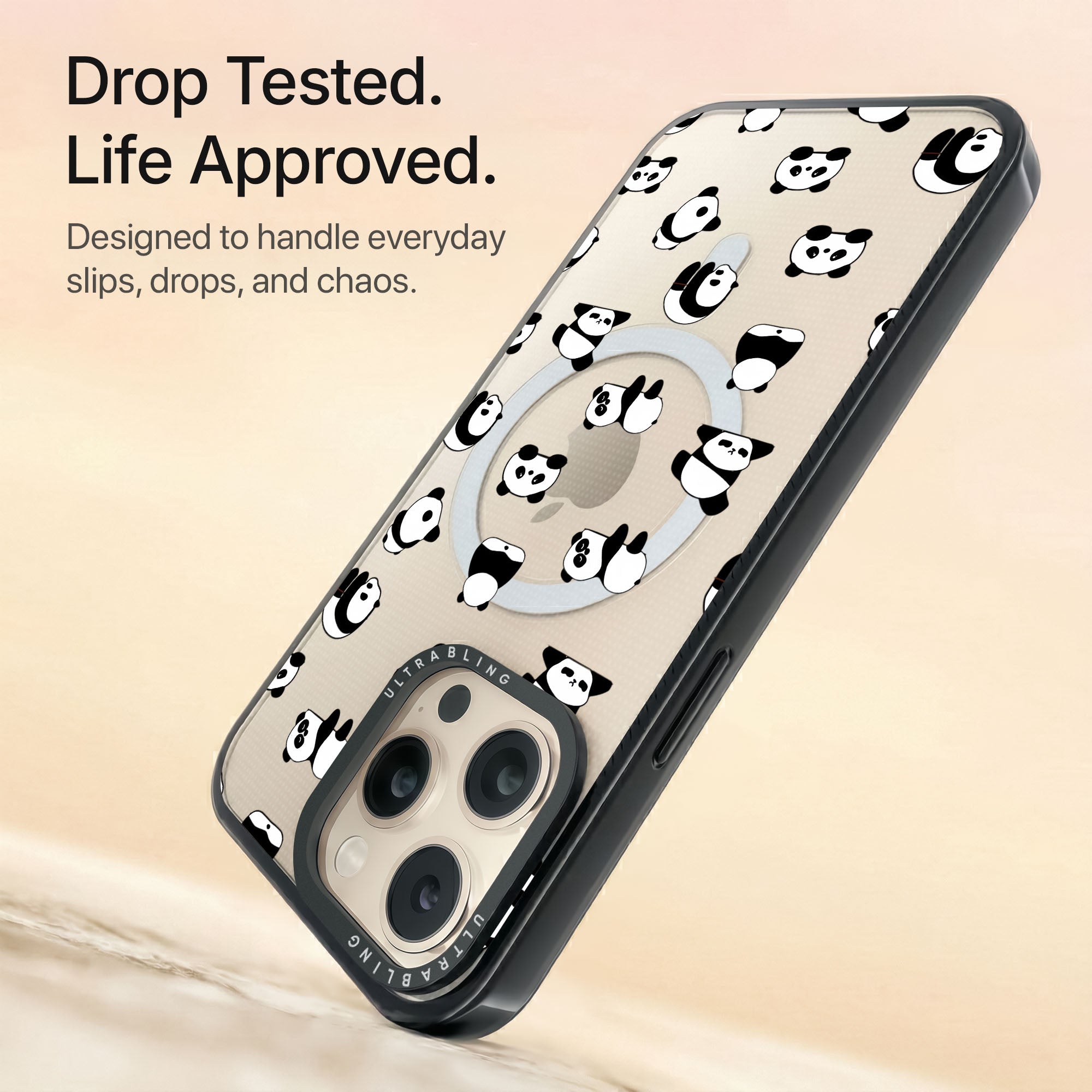 Panda Pop Ultrabling Aura iPhone case non MagSafe black back view