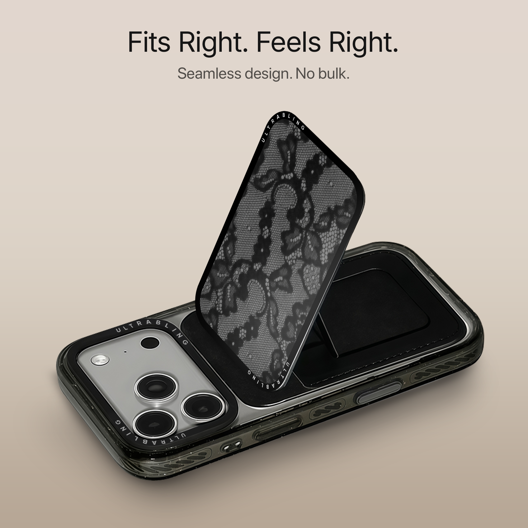 Noir Lace MagSafe Wallet - Detail View
